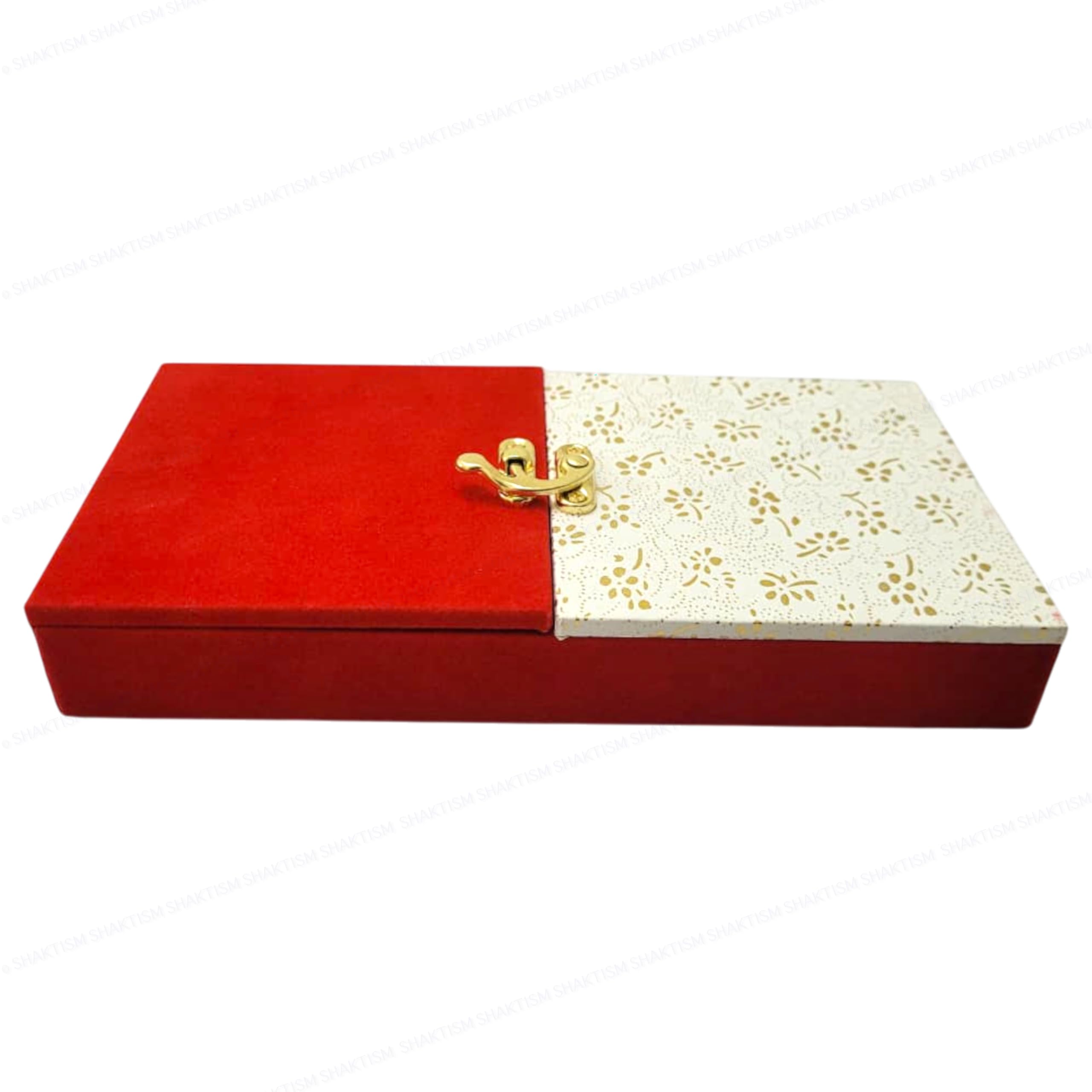 SHAKTISM Decorative Shagun Cash Gift Box for Money Gaddi, Sagan, Wedding & Festive Gifting, Jewellery Storage Box, Rectangle Shape, Premium Finish (Set of 1) (Red White Fatak)