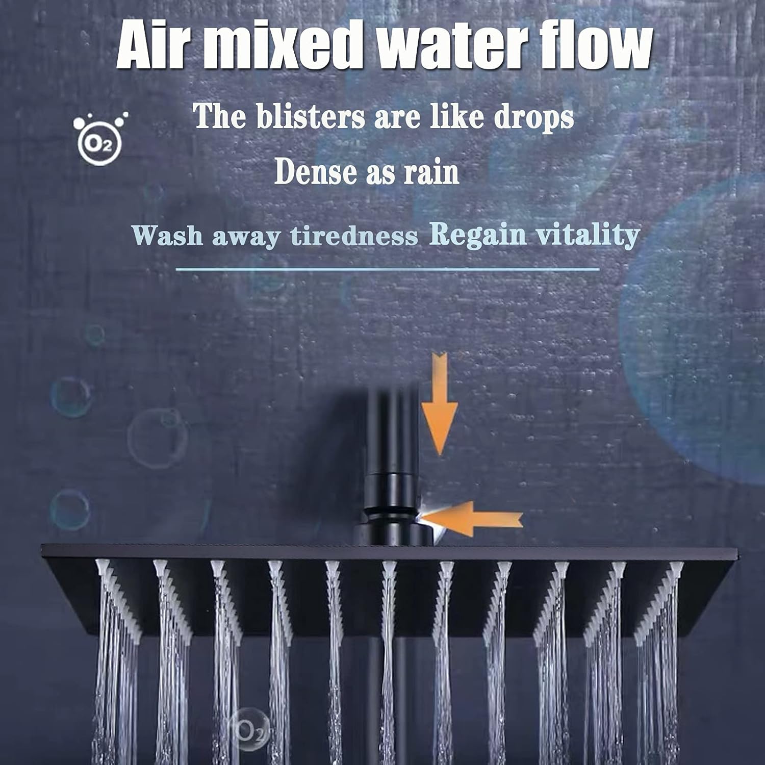 Suguword LED Rainfall Shower Head High Pressure 12 Inch Black LED Rain Shower Head Anti-leak Large Square Ceiling Mount LED Shower Head Self-Cleaning Silicone Nozzle,Matte Black