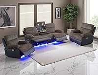 Vista 71 de Juego de sofá reclinable eléctrico, juego de sofá reclinable de cine en casa, sofá biplaza reclinable de cuero transpirable