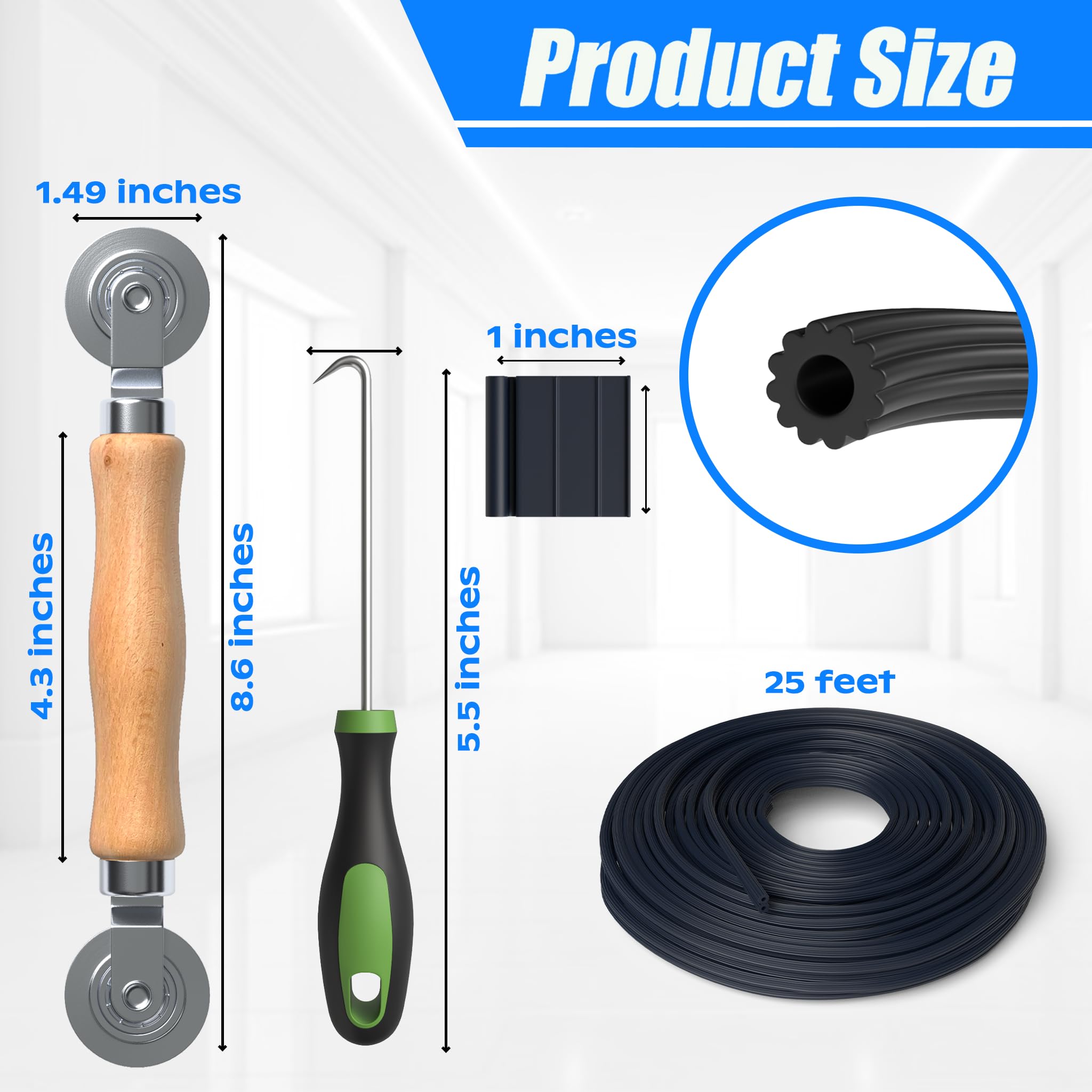 Evenpop 11 Pcs Screen Repair Kit, Screen Roller Tool With Bearing, 64FT Screen Spline 8Pcs - View #10