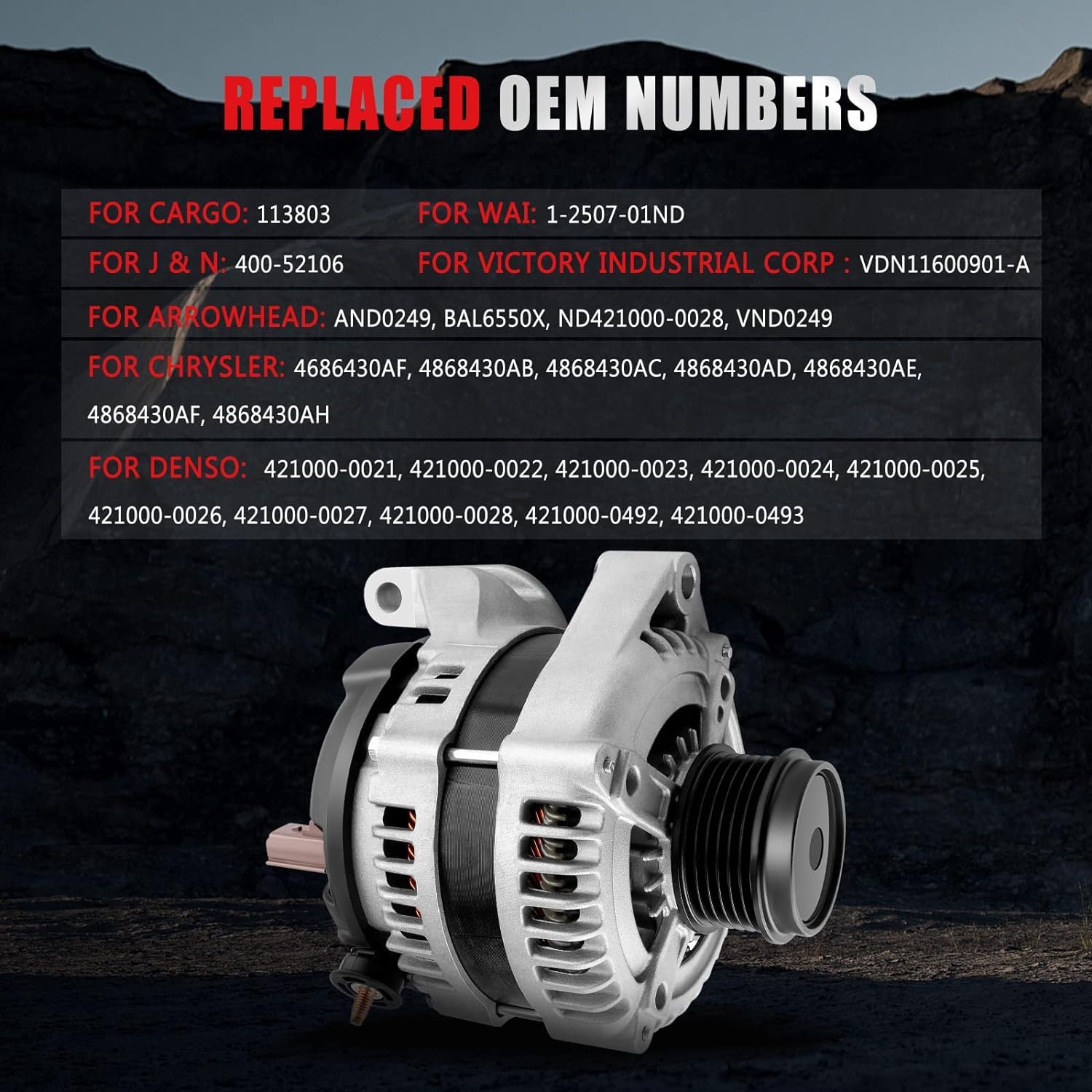 KAC Alternator For Dodge Caravan 2001-2007 3.3L 160A 13870