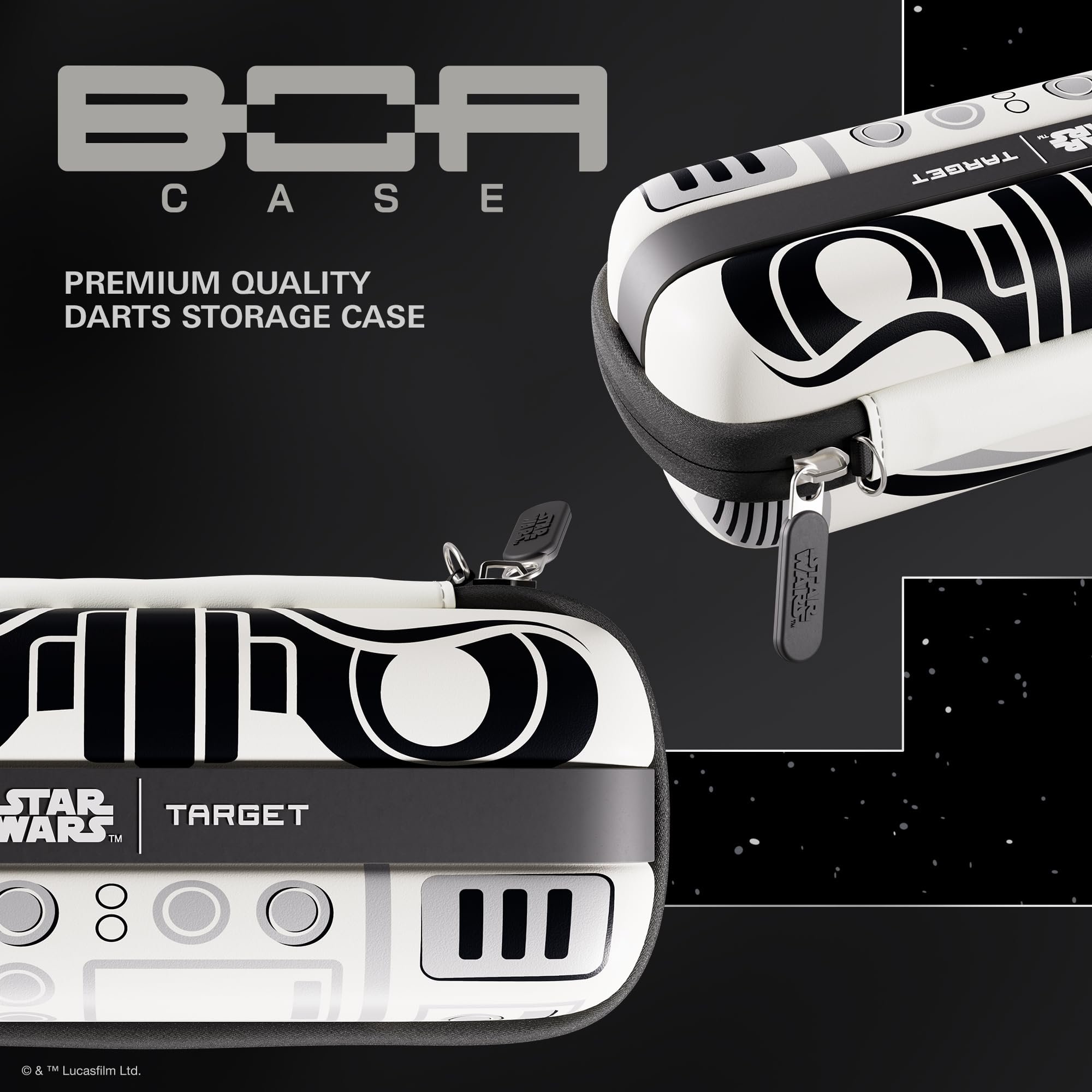 Target Darts Star Wars Stormtrooper Boa Cartera | Storm Trooper Estuche para Dardos Diseño Imperial, Compartimento para Puntas Swiss Point, Carcasa Rígida y Organizador Accesorios