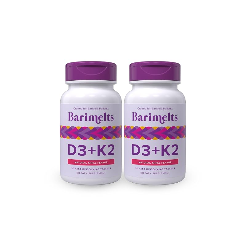 BariMelts Suplemento Bariátrico de Vitamina D3 e K2, 125 mcg e 120 mcg, 180 comprimidos
