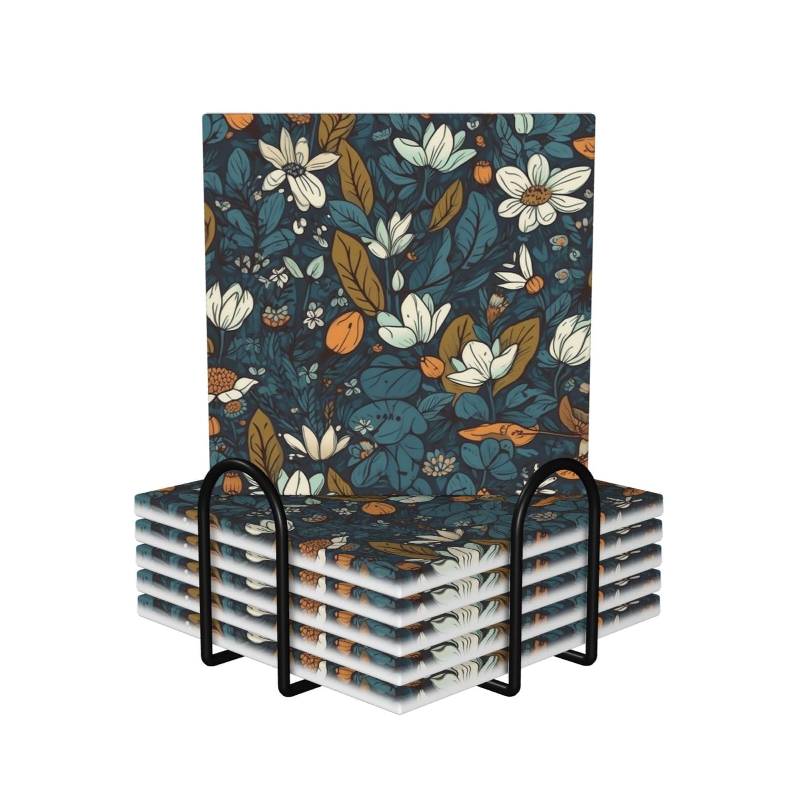 Dessous de verre en céramique 10,4 cm avec support pour verre et tasse nature sauvage
