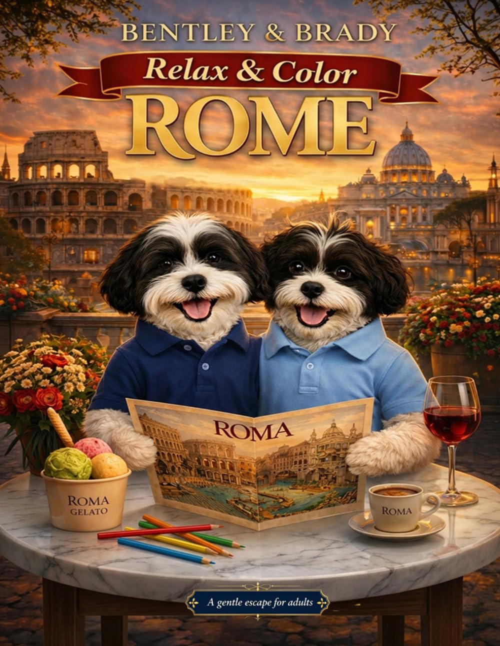 Bentley & Brady Relax & Color Rome: A Relaxing Adult Coloring Book Featuring Charming Scenes from Rome