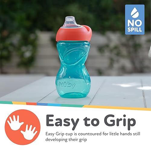 Miniatura 4 de Nuby No-Spill Clik-It - Vaso para sorber con boquilla suave de fácil agarre, paquete de 2, 10 onzas, vaso para bebés de 6 meses en adelante,