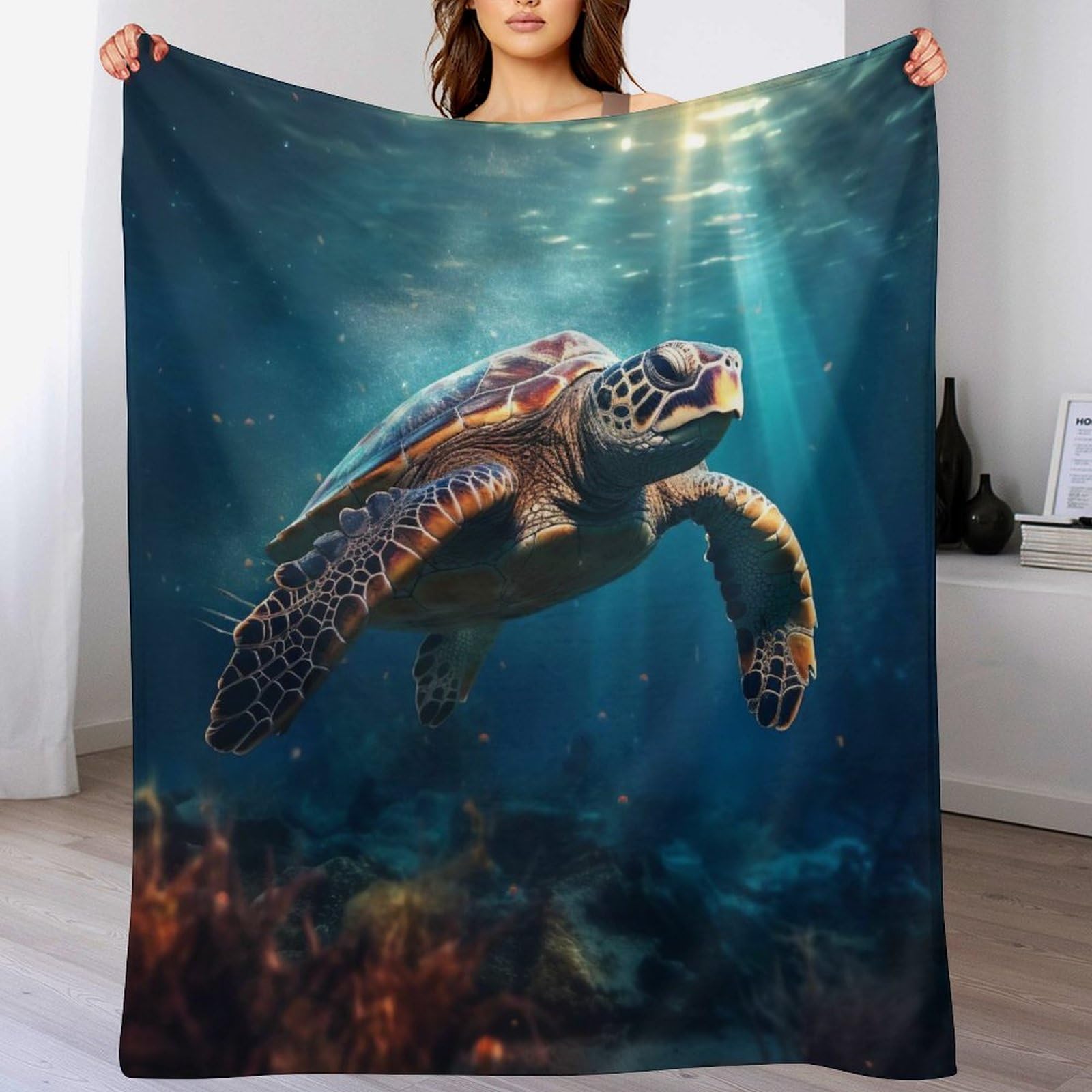 Plaid tortue de mer moelleux pour réchauffer le canapé