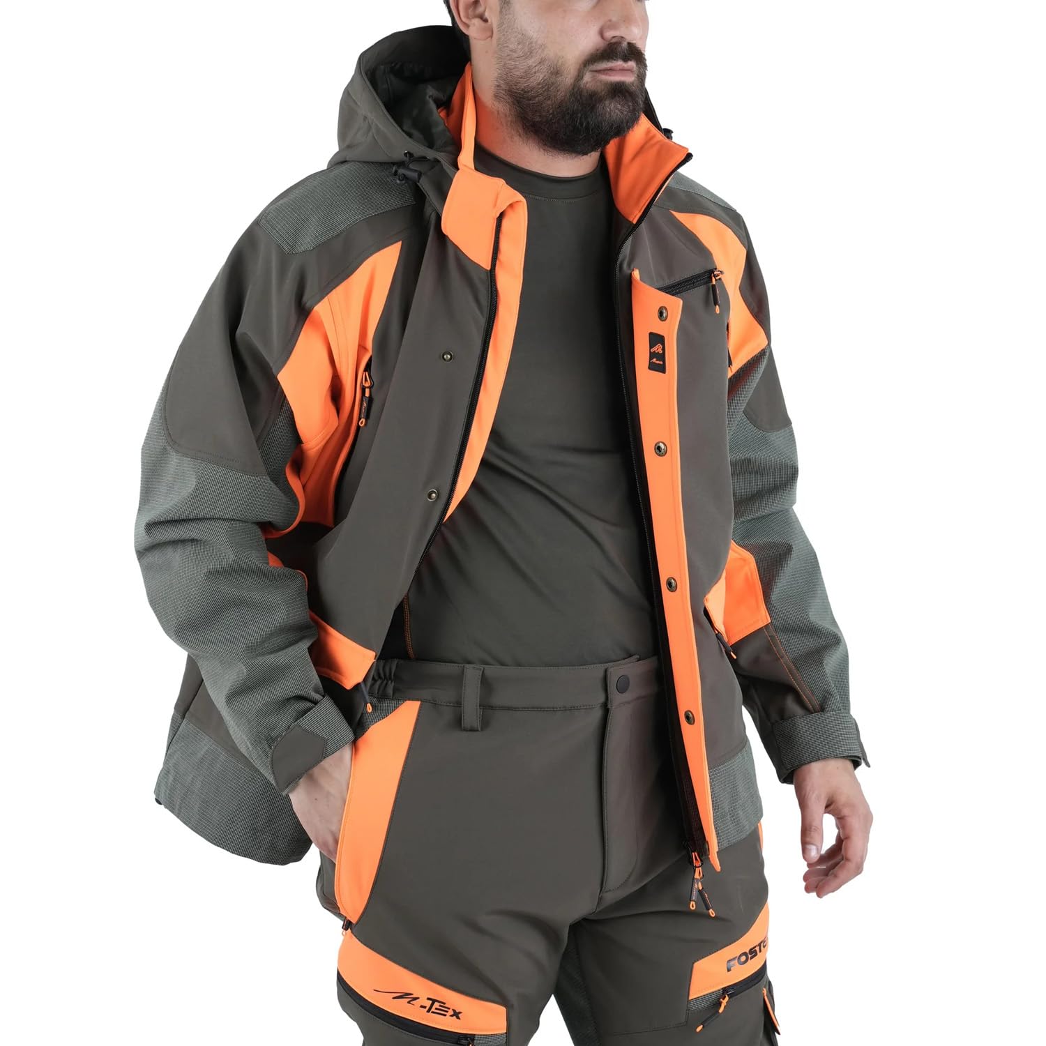 fratelliditalia.org Giacca Giubbino Softshell Arancio Cappuccio Alta visibilita Uomo - Personalizzabile con Il Tuo Logo