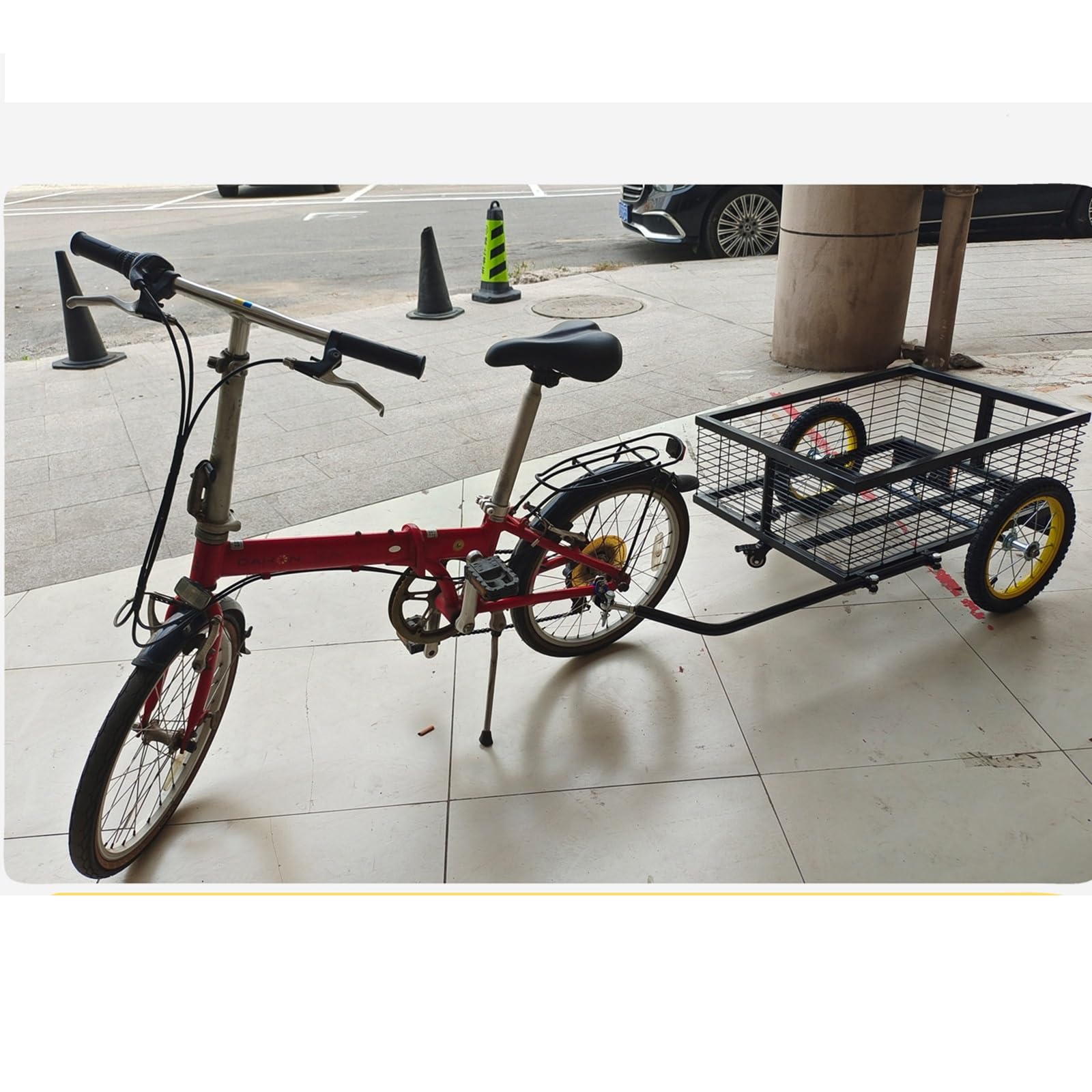 Remolque Carga Monorrueda para Bicicleta Eléctrica, Todo Terreno con Suspensión de Muelle
