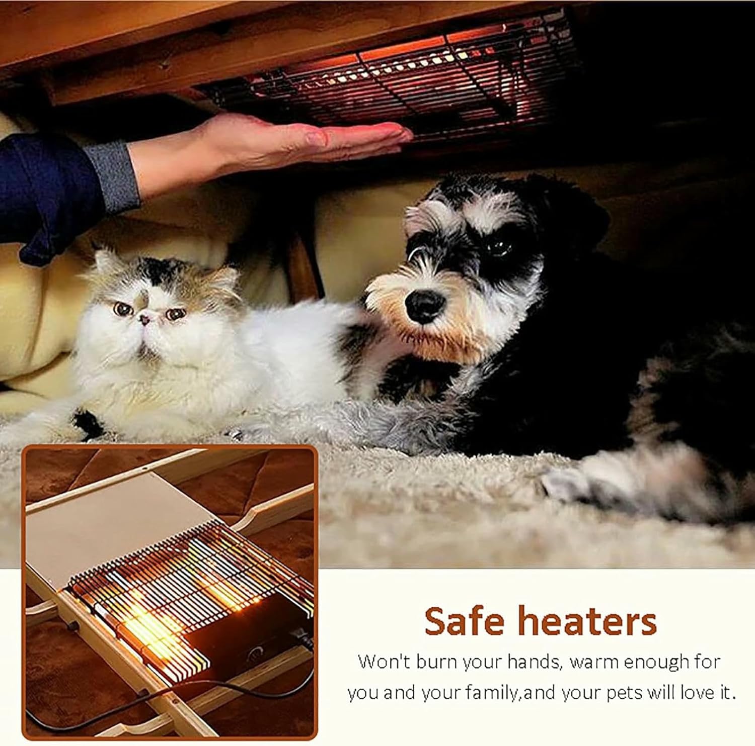 Japanese Kotatsu Table Set with Heater, Blanket & Foot Warmer - Wood Folding Coffee Table for Winter - Cozy Kotatsu Heated Stove Table