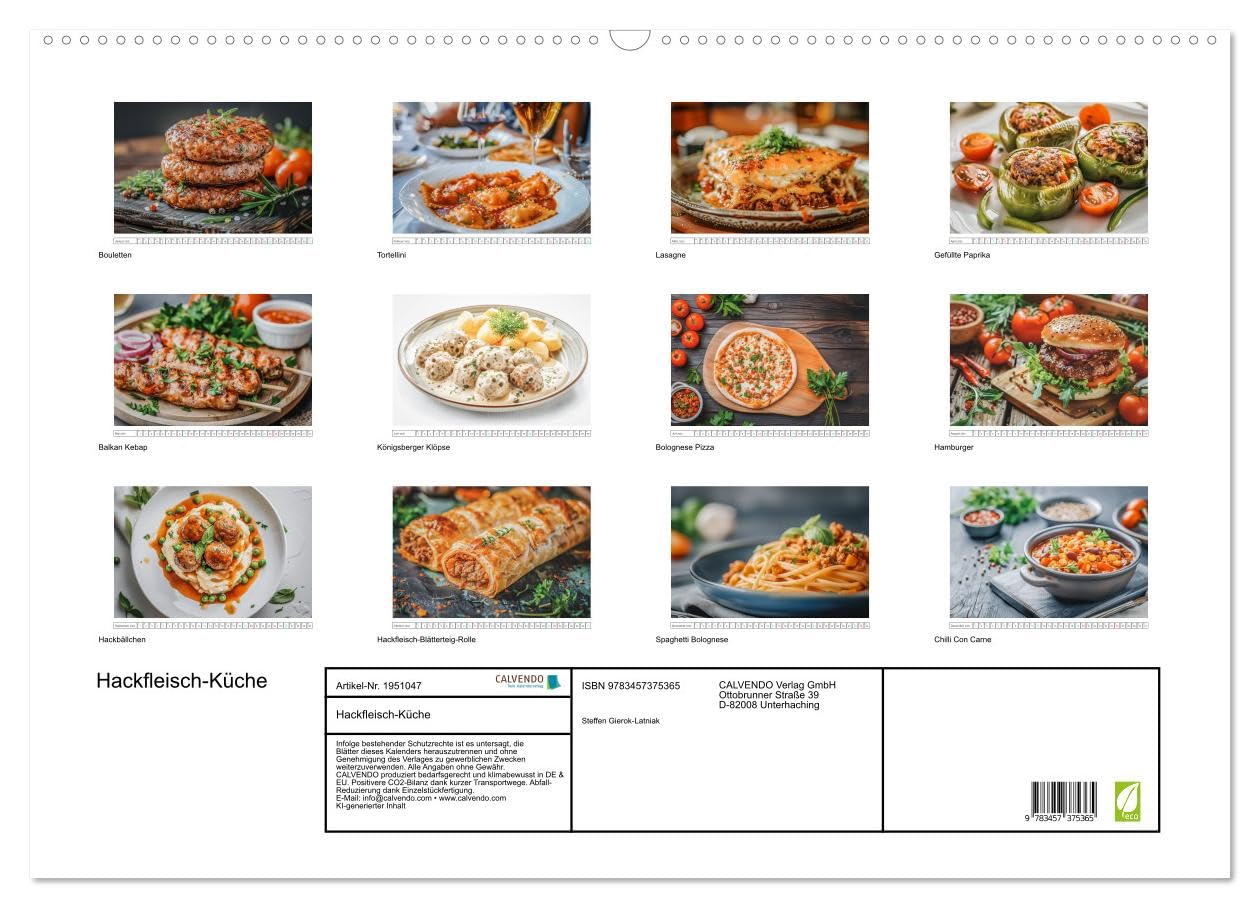 Hackfleisch-Küche (Wandkalender 2026 DIN A2 quer), CALVENDO Monatskalender: Entdecken Sie die kulinarische Vielfalt von Hackfleisch mit unserem Hackfleisch-Küche Kalender. (CALVENDO Lifestyle)
