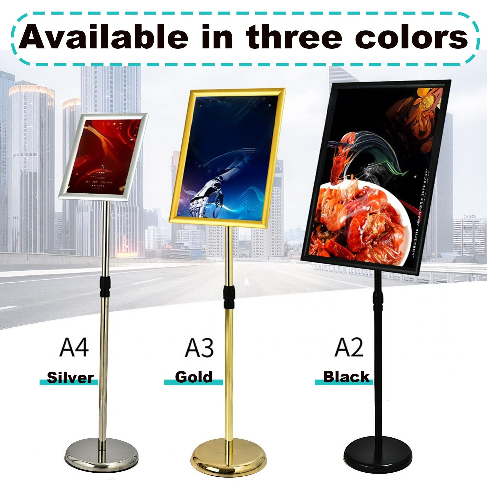 Soporte para carteles A4, soporte para carteles, pantalla de pie ajustable para negocios, ferias, publicidad de oficina A4 Gold Right-angle style
