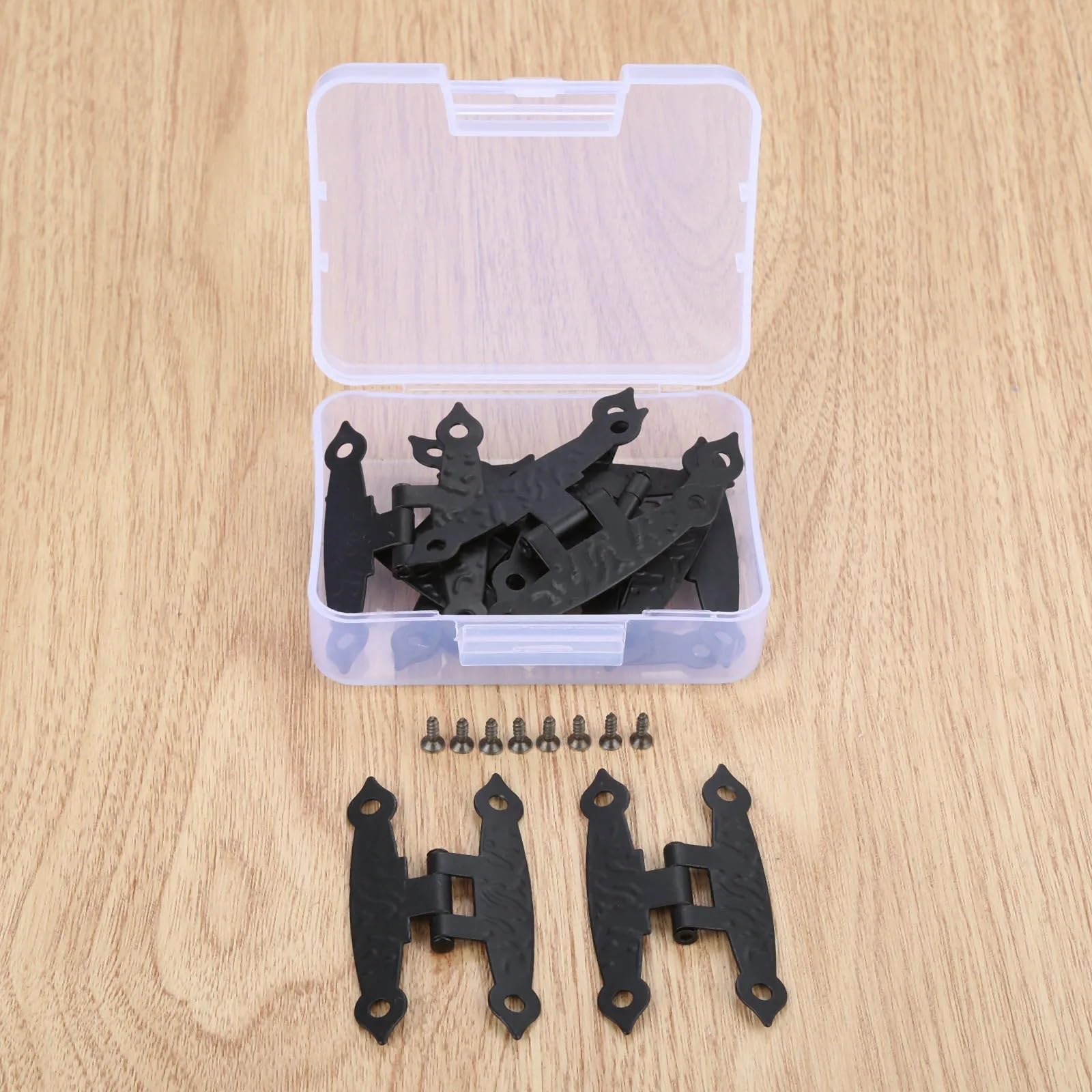 Charnières noires en H pour porte de meuble et boîte à bijoux en bois avec vis lot de 10