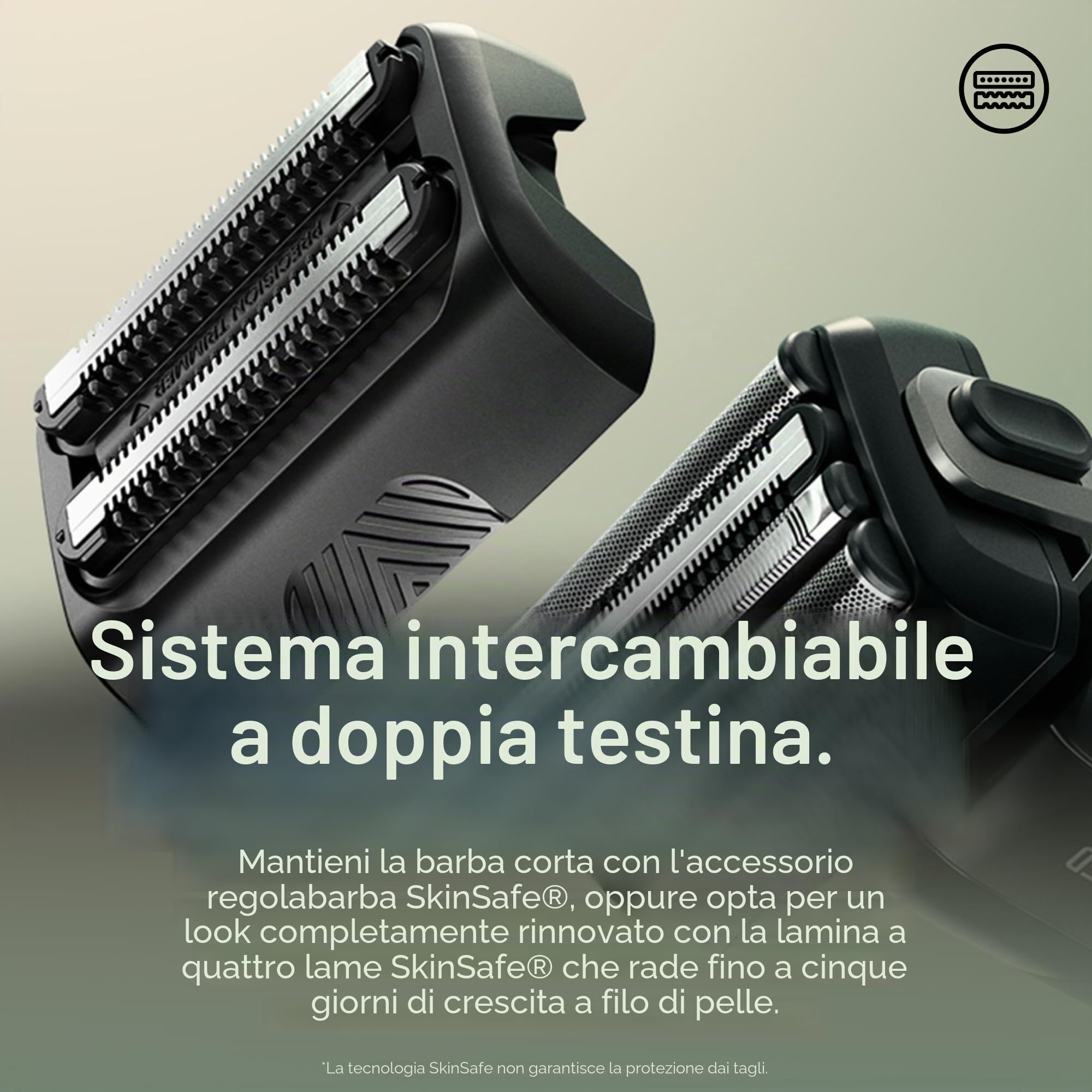 MANSCAPED® The Chairman™ PRO Rasoio a lamina per uomo - Due testine intercambiabili, rifinitore a lamina e barba corta SkinSafe® a quattro lame, ricarica compatibile con USB-C e wireless