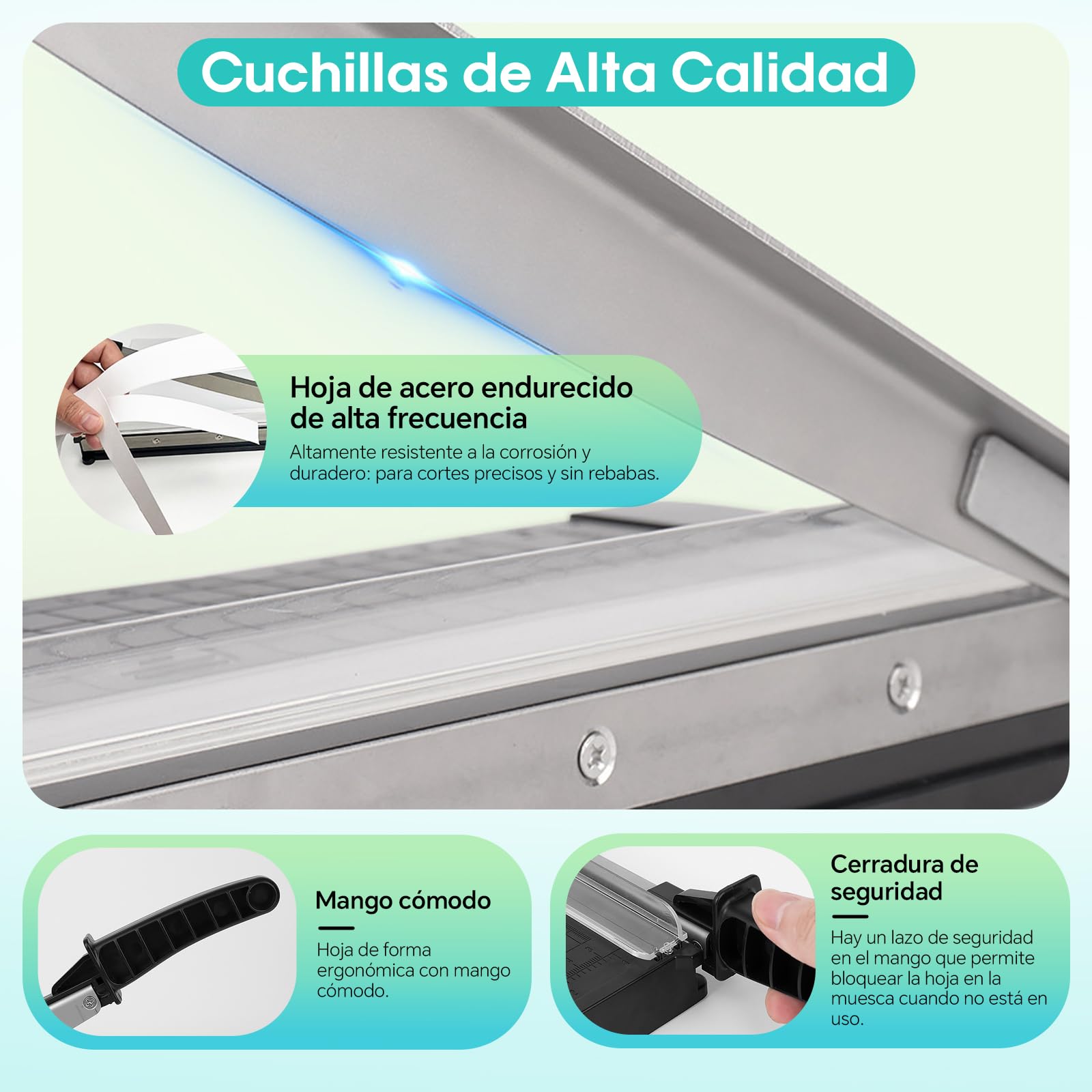 Guillotina de Papel A4 con Cuchilla de Acero | Capacidad para 8 Hojas | Corte por Palanca | Para Papel, Cartulina y Fotos | Cortadora de Precisión(A4)