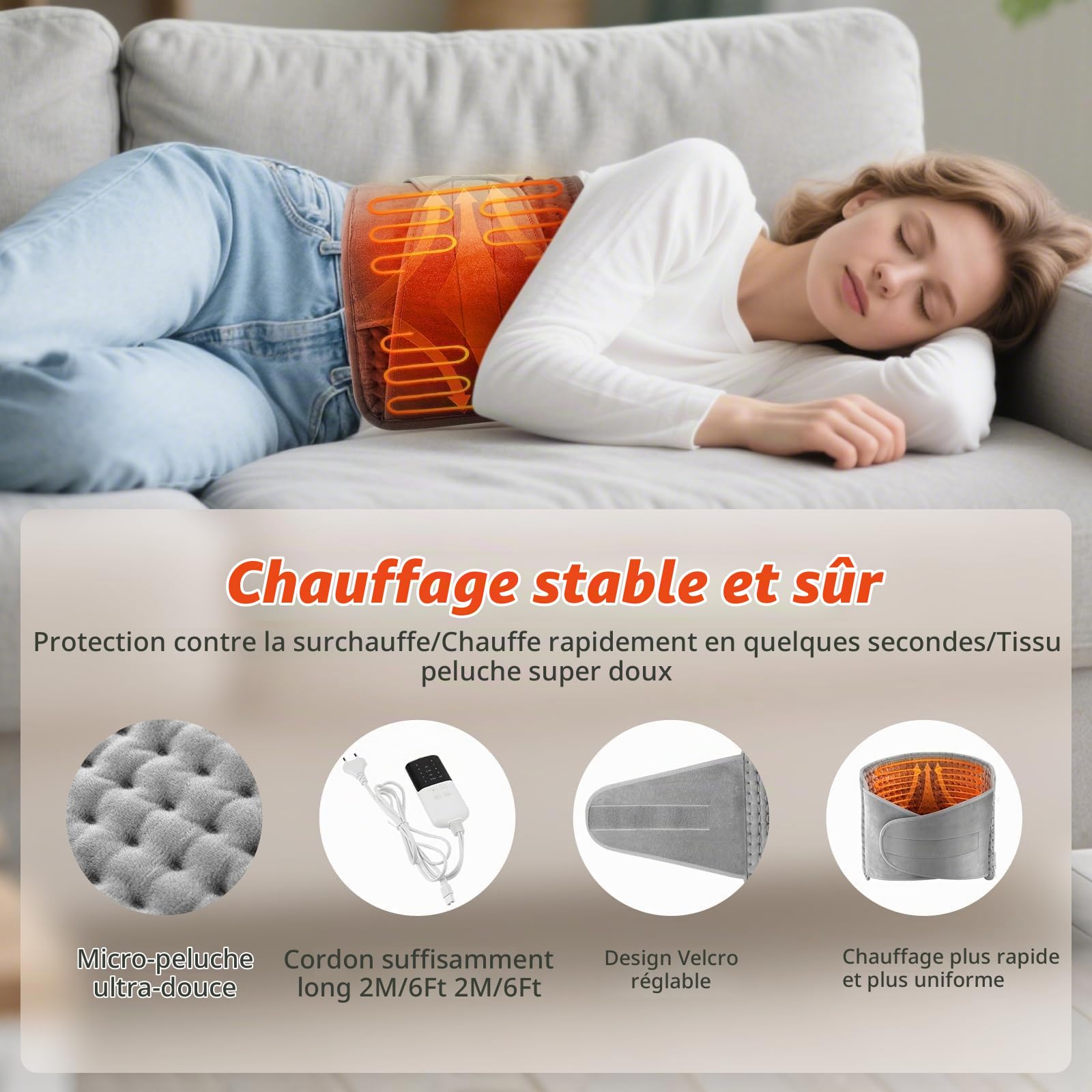 Coussin Chauffant Électrique Pour Dos, 10 Niveaux De Température, Lavable En Machine, Arrêt Automatique 1-6h, Peluche Douce, 38-60°C