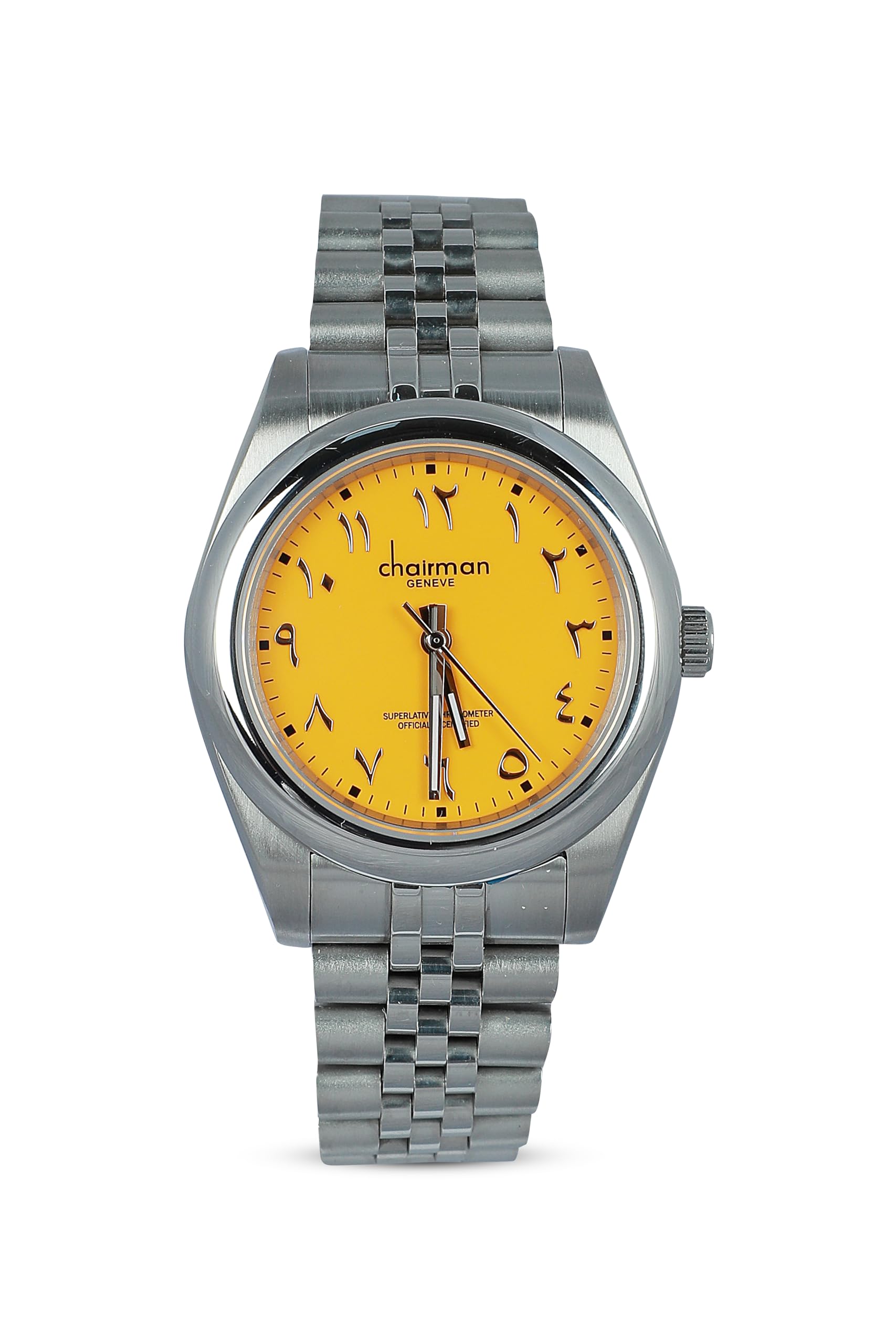 Chairman Men's Wrist Watch with Yellow Dial, Arabic Numbers and 5 Link Band