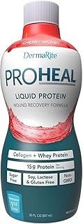 DermaRite's ProHeal Protein Supplement - Liquid Protein Wound Recovery Formula, 15g of Collagen & Whey Protein - Cherry Splash Flavor, 30 oz., 1 Count
