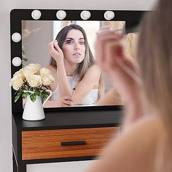 スイトピーのお部屋専用 Amazon.com: Semiocthome Makeup Vanity Desk with Mirror and