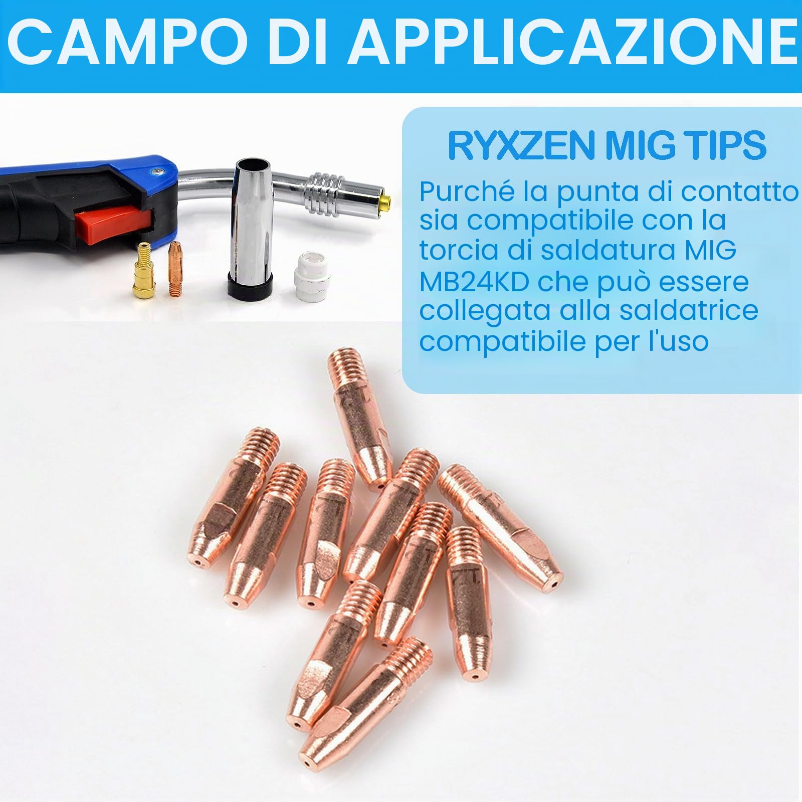 10 PZ Parti Usurate Ugello Gas 1,2mm Accessori per Saldatrice a Gas di Protezione per Saldatura MB24KD MIG MAG Accessori per Saldature Set di Materiali di Consumo per Saldatrice a Torcia MB24