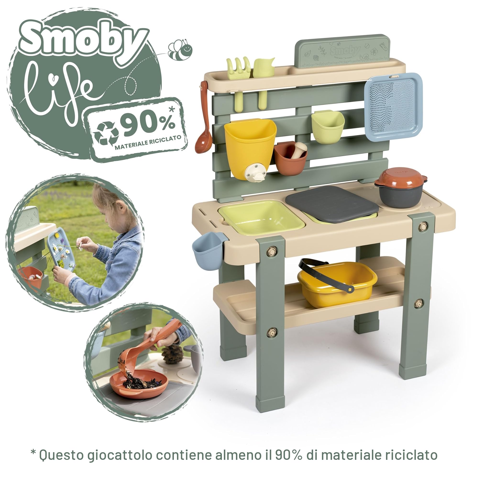 Smoby -Laboratorio dei pasticci, 90% di plastica riciclata, resistente ai raggi UV, dai 3 anni, 7600840208