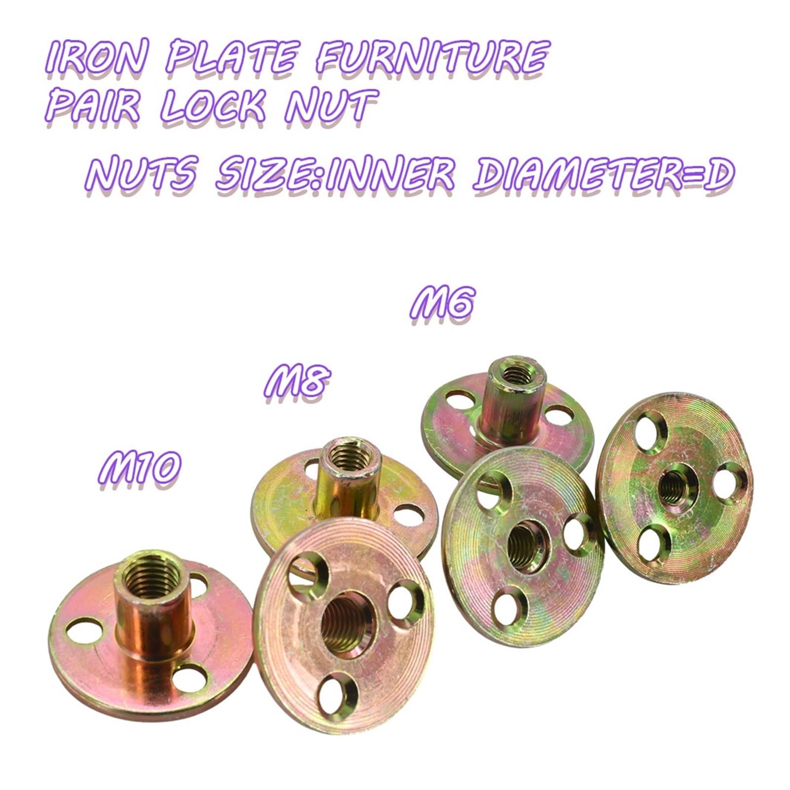 Tuerca de brida fija de tres orificios, Tuerca de brida placa hierro tres orificios M6 M8 M10(32 PCS,M 10)