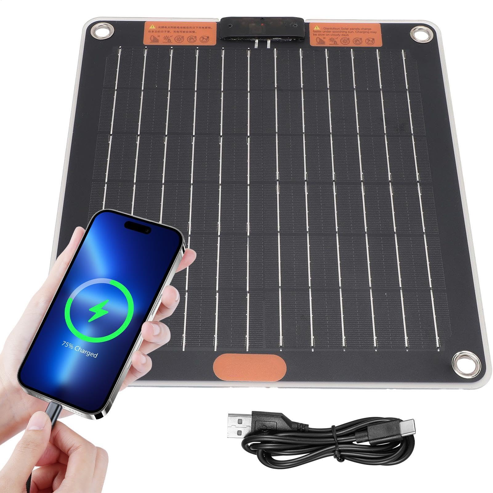 Ładowarka do panelu słonecznego, szybkie ładowanie 30 W panel słoneczny Power Bank, przenośny zestaw komórek z 2 portami USB, kopia zapasowa energii na kemping, wędrówki i plecaki, 1,06 x 0,98 x 0,12