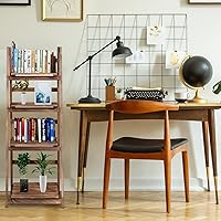 Vista 5 de ECOMEX Estantería de escalera, estantería de escalera inclinada de 4 niveles, estante de baño industrial, estante organizador de pie multifunción