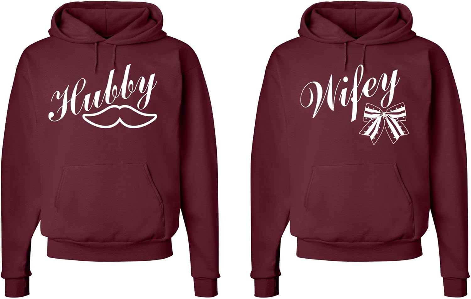 Fasciino Matching Couple Hoodies Hubby Wifey Sweatshirt Set Wedding Anniversary Romantic Gift