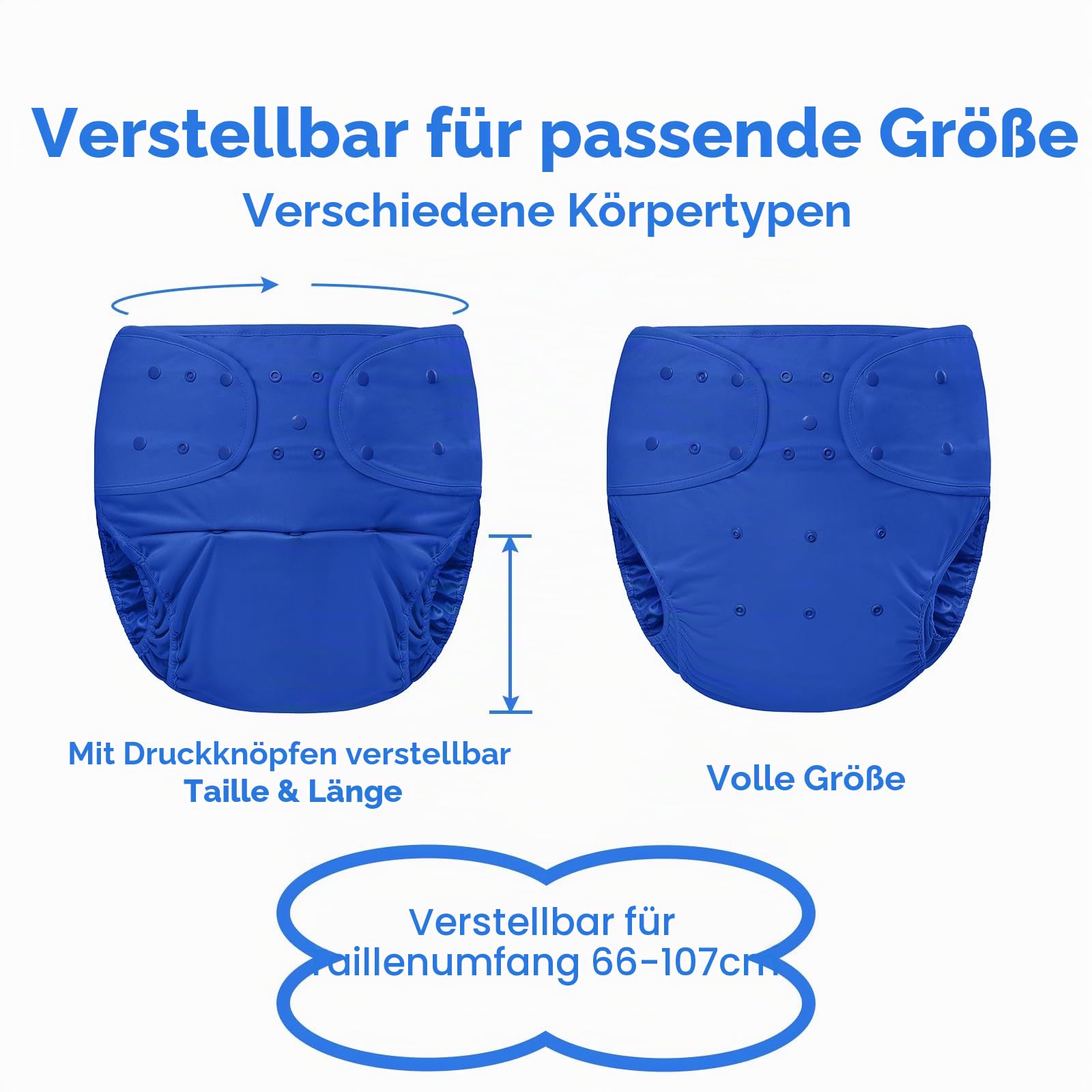 LittleForBig Waschbarer Verstellbarer Wiederverwendbarer Wasserdichter Primärer Komfort Stoffwindel Überhose Bezug für Erwachsene Einheitsgröße Dunkelblau