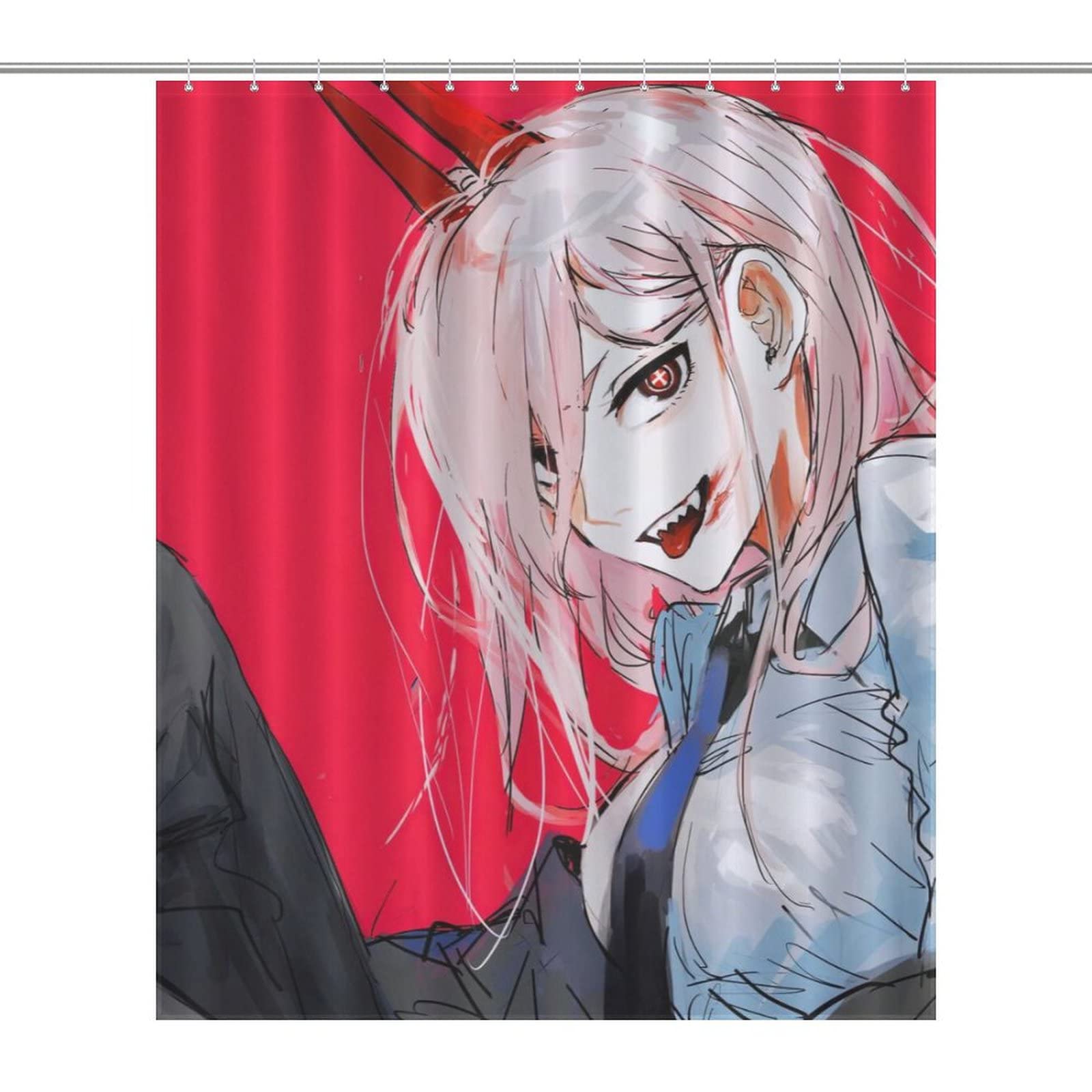 Amazon｜チェンソーマン パワー シャワーカーテン アニメ柄 防カビ