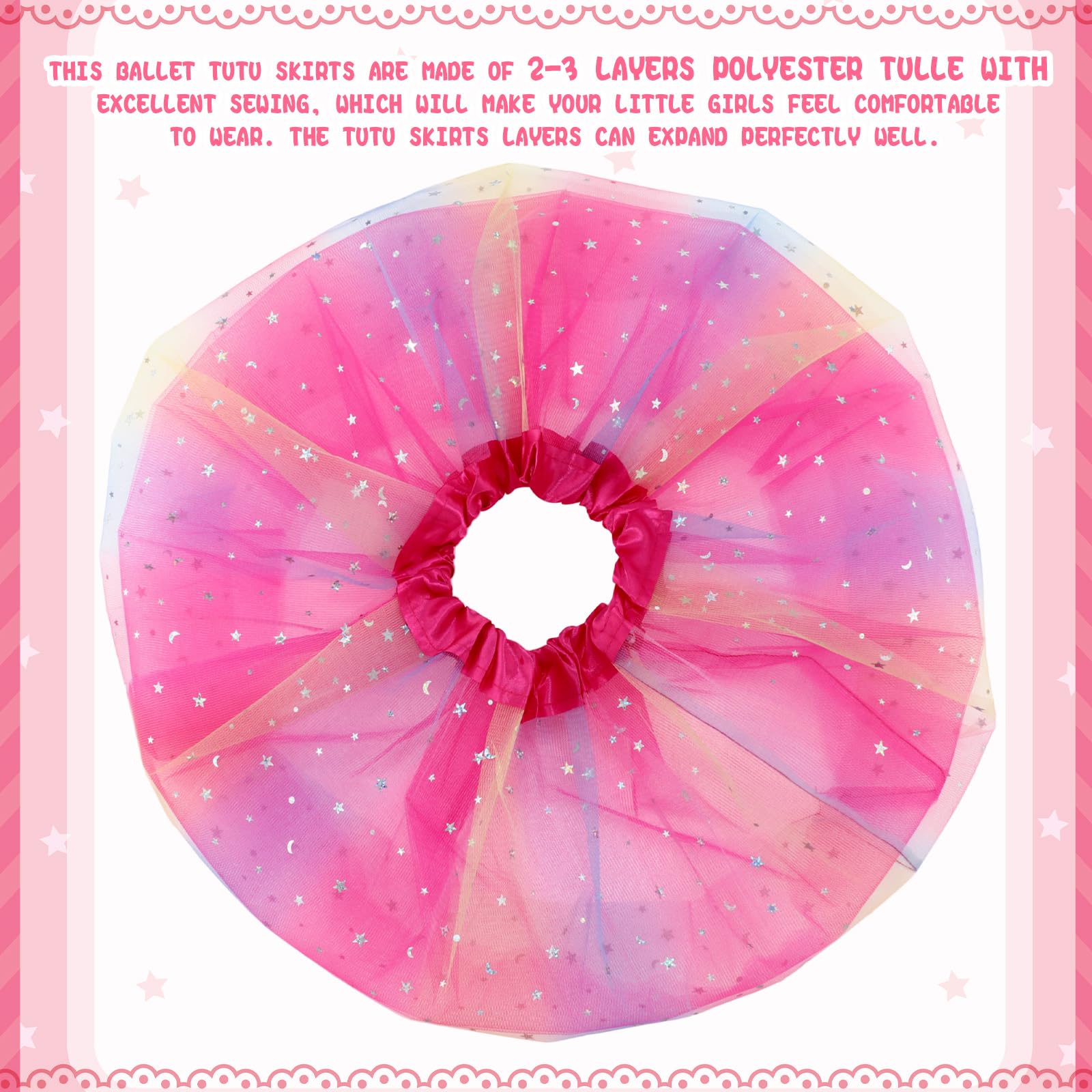 JaGely 9 Pcs Ballet Tutu for Girls Rainbow 3 Layers Fluffy Multicolor Princess Tutu Skirt for Toddler Birthday Party Dresses (Bright Style)