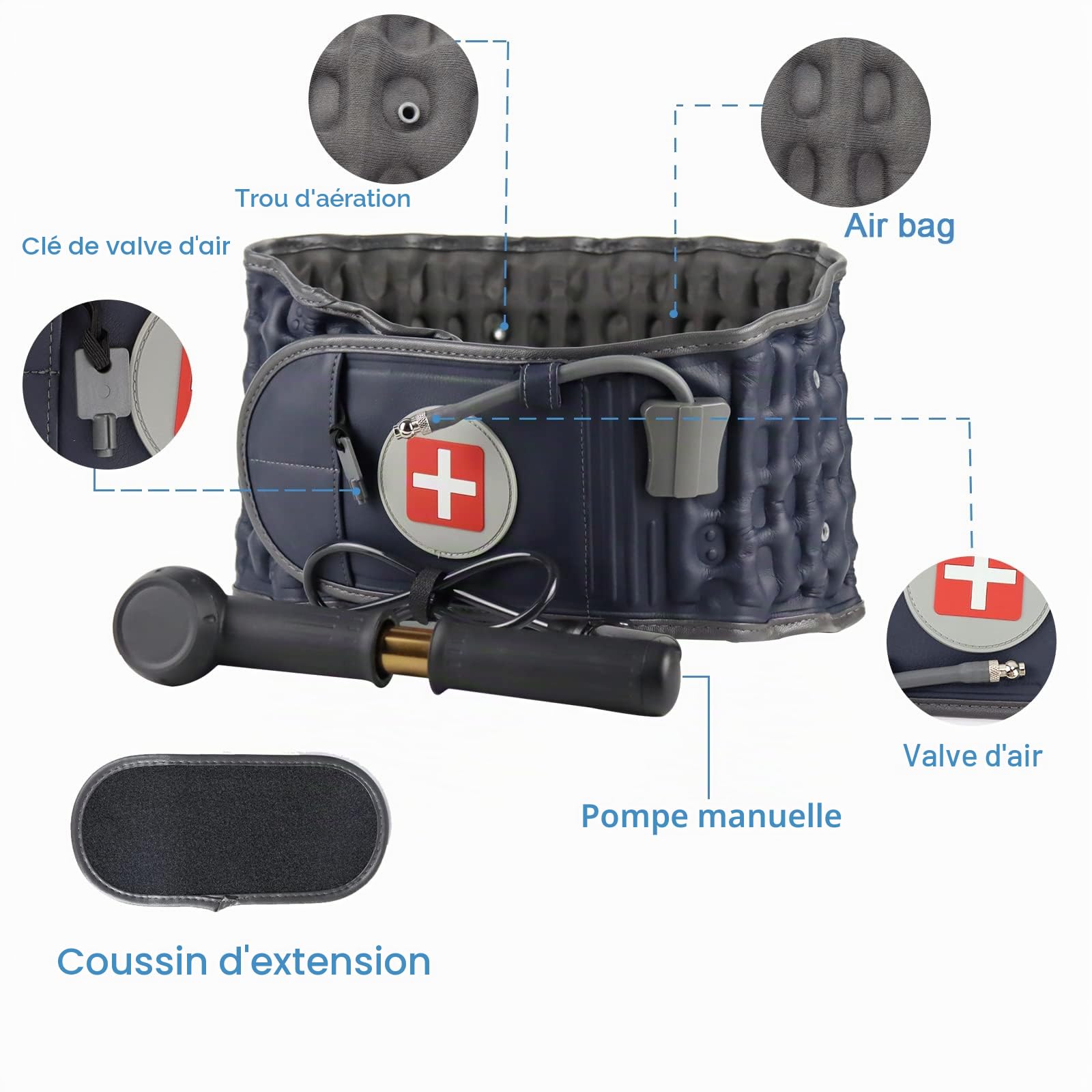 Ceinture lombaire gonflable pour douleurs au bas du dos