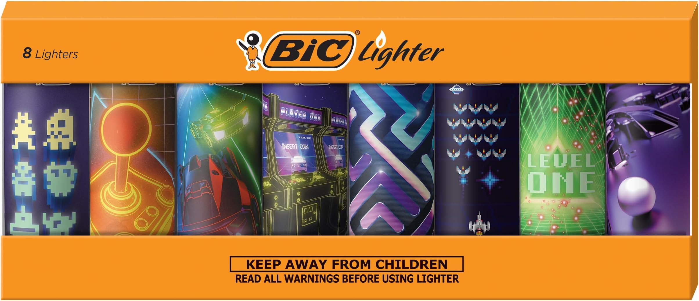 BIC Special Edition Gaming Series Maxi Pocket Lighters, Set of 8 Lighters