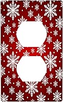 Vista 1 de Cubierta de interruptor de luz dúplex de 1 banda, cubierta decorativa de Navidad con copos de nieve rojos, placa frontal decorativa para cocina