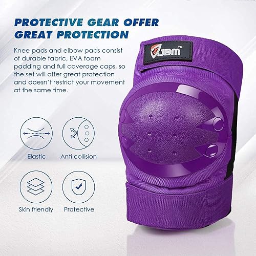 Miniatura 4 de JBM Rodilleras para adultos y niños, coderas y muñequeras para patinaje en línea, patinaje, patinaje