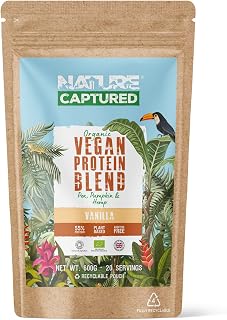 Organic & Raw Vegan Protein Blend (600g) - Vanilla Flavour - Pea, Pumpkin & Hemp - All Essential Amino Acids - Protein Shake - Natural - UK Made (600g Powder Pouch)