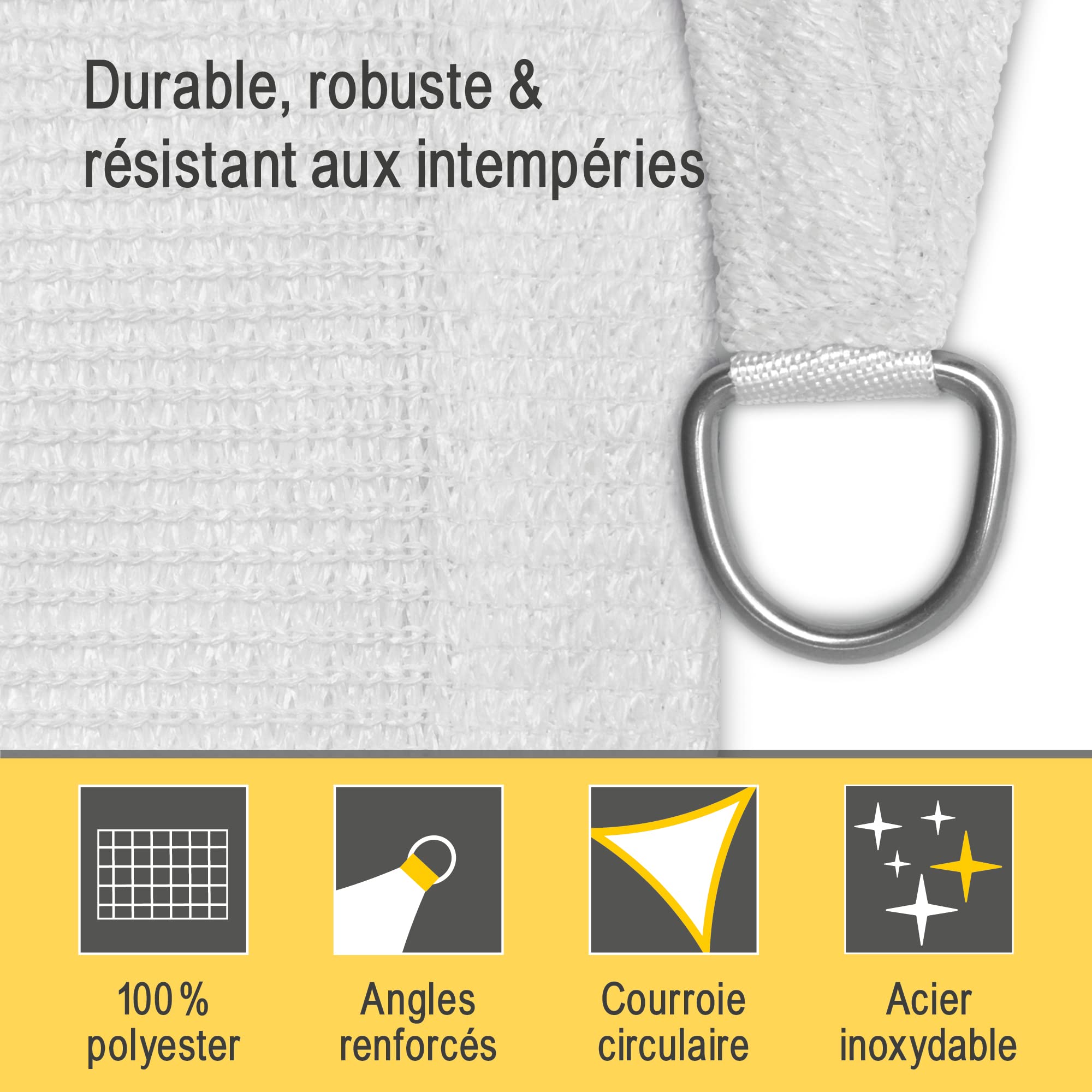 Sol Royal Voile d'ombrage Triangulaire HDPE SolVision Protection UV Solaire | 500x500x700cm blanc toile tissue respirant UV balcon piscine jardin terrasse patio perméable l'eau triangle Shade Sails HS9