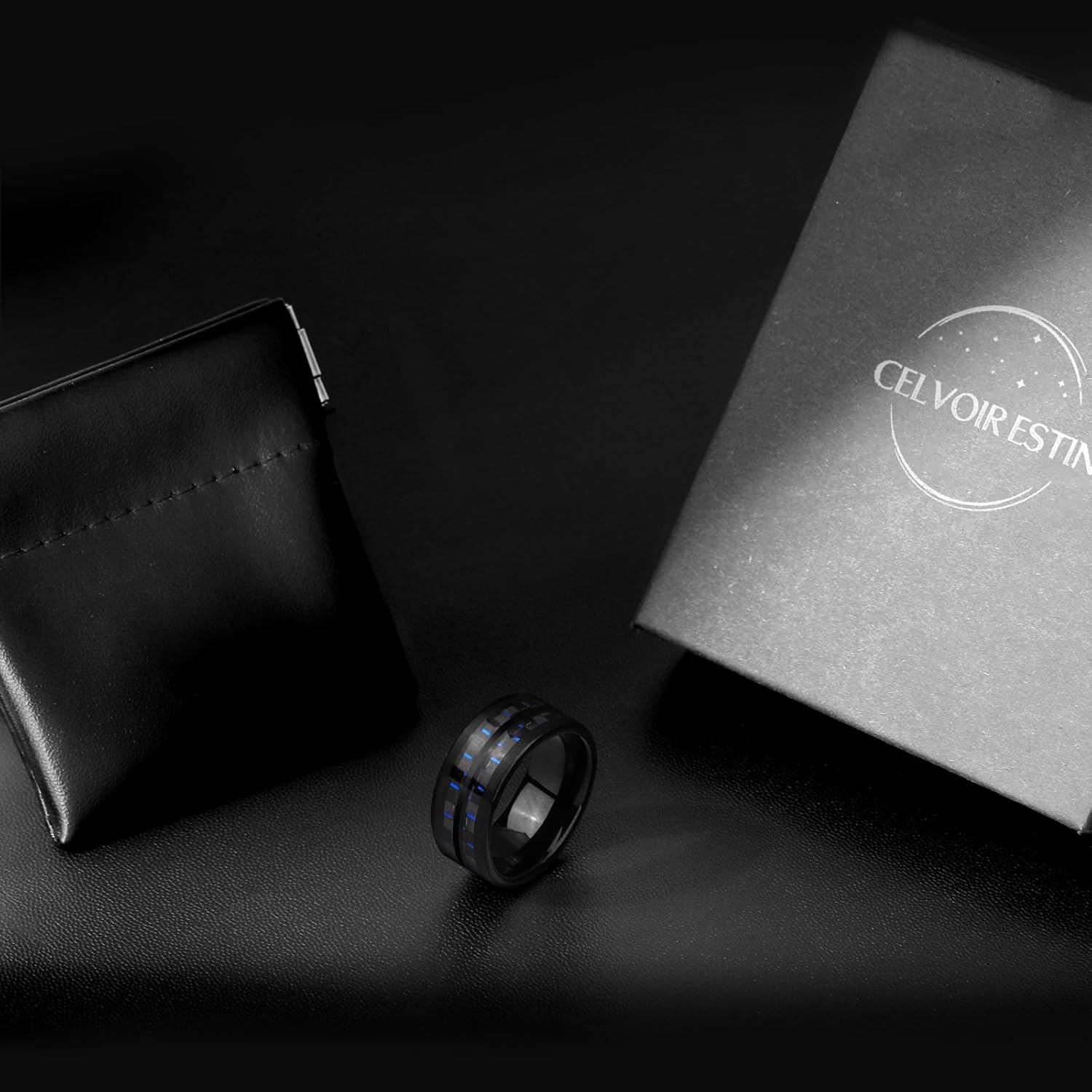 Mens Wedding Band Tungsten Rings: 8mm Black Wedding Bands Rings for Men Tungsten Ring With Carbon Fiber Inlay Engagement Bands Gift Band for Man - Promise Rings for Him Comfort Fit Size 8-12 - Image 7