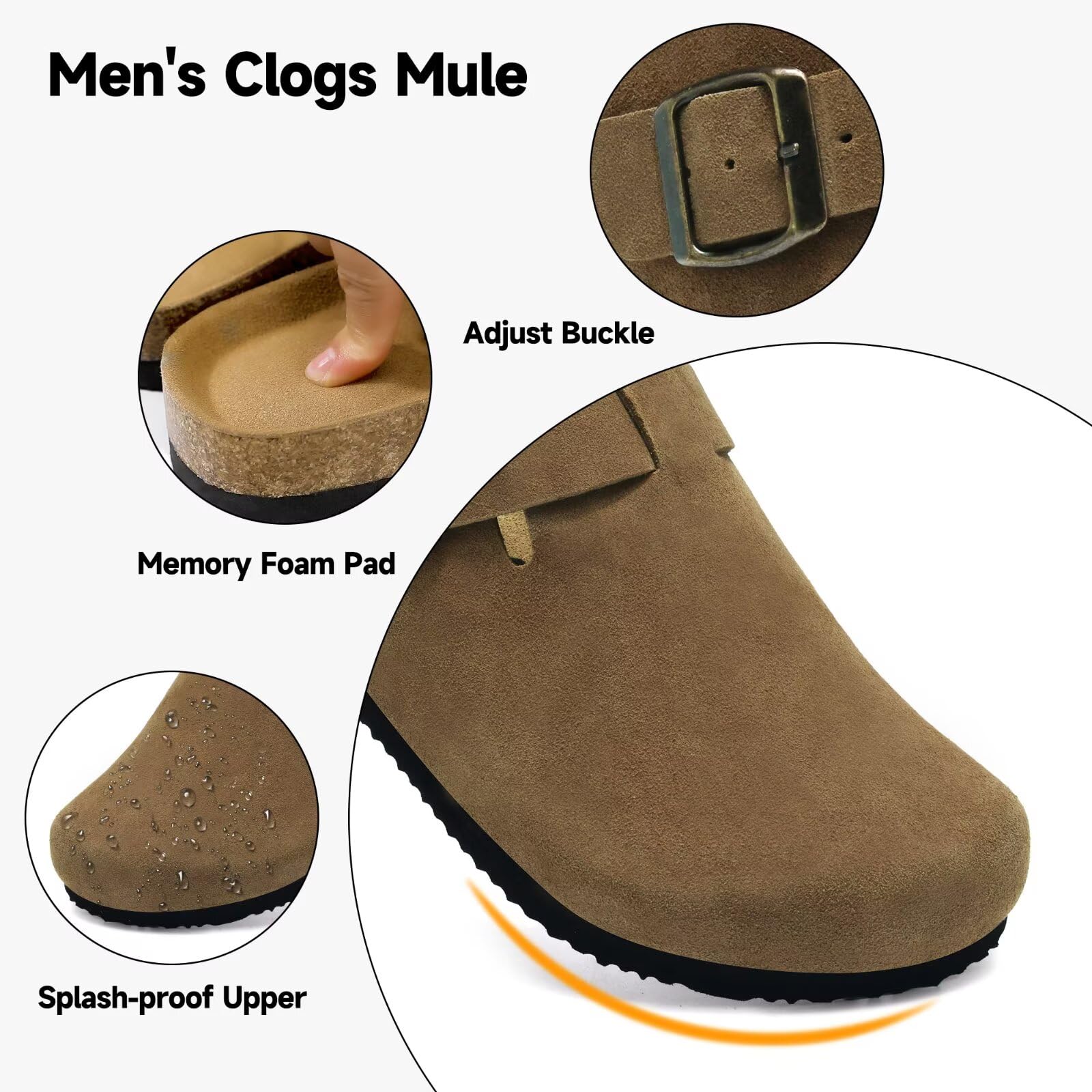Zuecos y Mules para Hombre Pantuflas con Plantilla de Corcho Cerradas Hombre Mules 41-46 EU