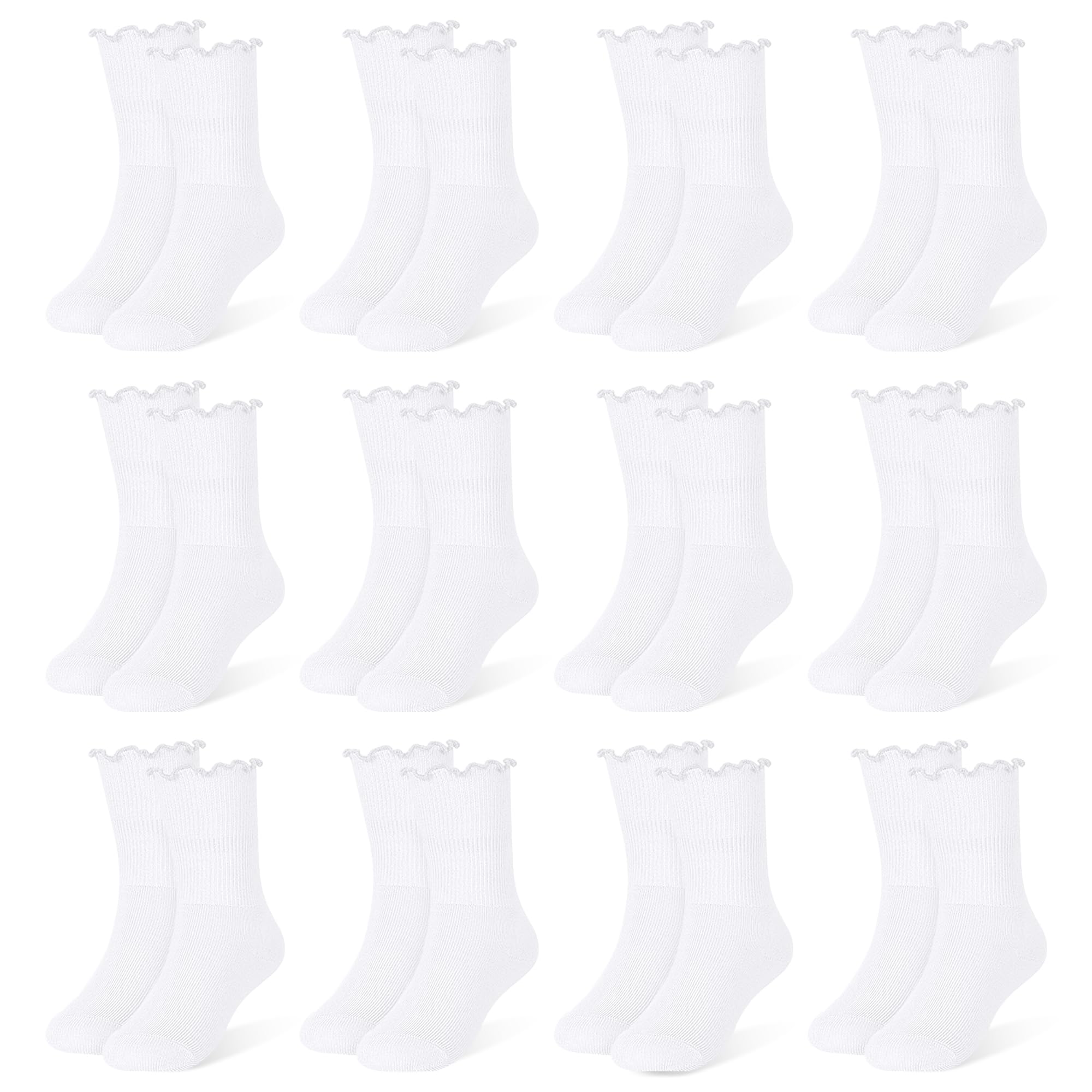 ZERULETS Baby Mädchen Rüschen Socken Taufe Socken für Neugeborene 12 Paare Weiße Rosa Elastisch Söckchen für Kleinkind Mädchen Kinder 0-6 Jahre