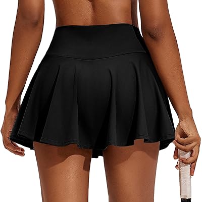PINSPARK Womens Tennis Skirt Pleated Athletic Skirts with Pockets Shorts High Waisted Golf Skort for Workout Pickleball