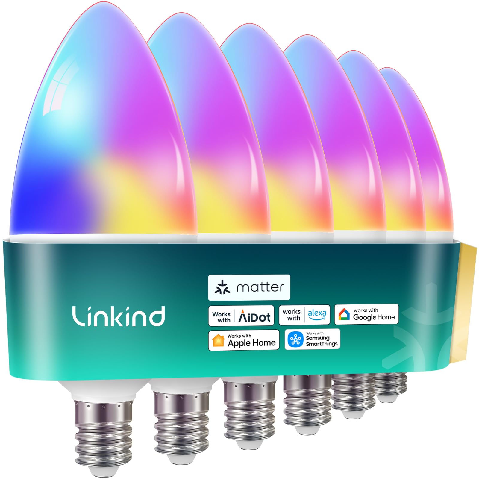 Linkind Matter E14 Smart LED Bulb, 4 Pack
