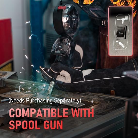 YESWELDER 200Amp Aluminum MIG Welder YWM-200, 110/220V Dual Voltages MIG Flux Cord Stick Lift TIG Multi Proces MIG Welding Machine,Spool Gun Compatible