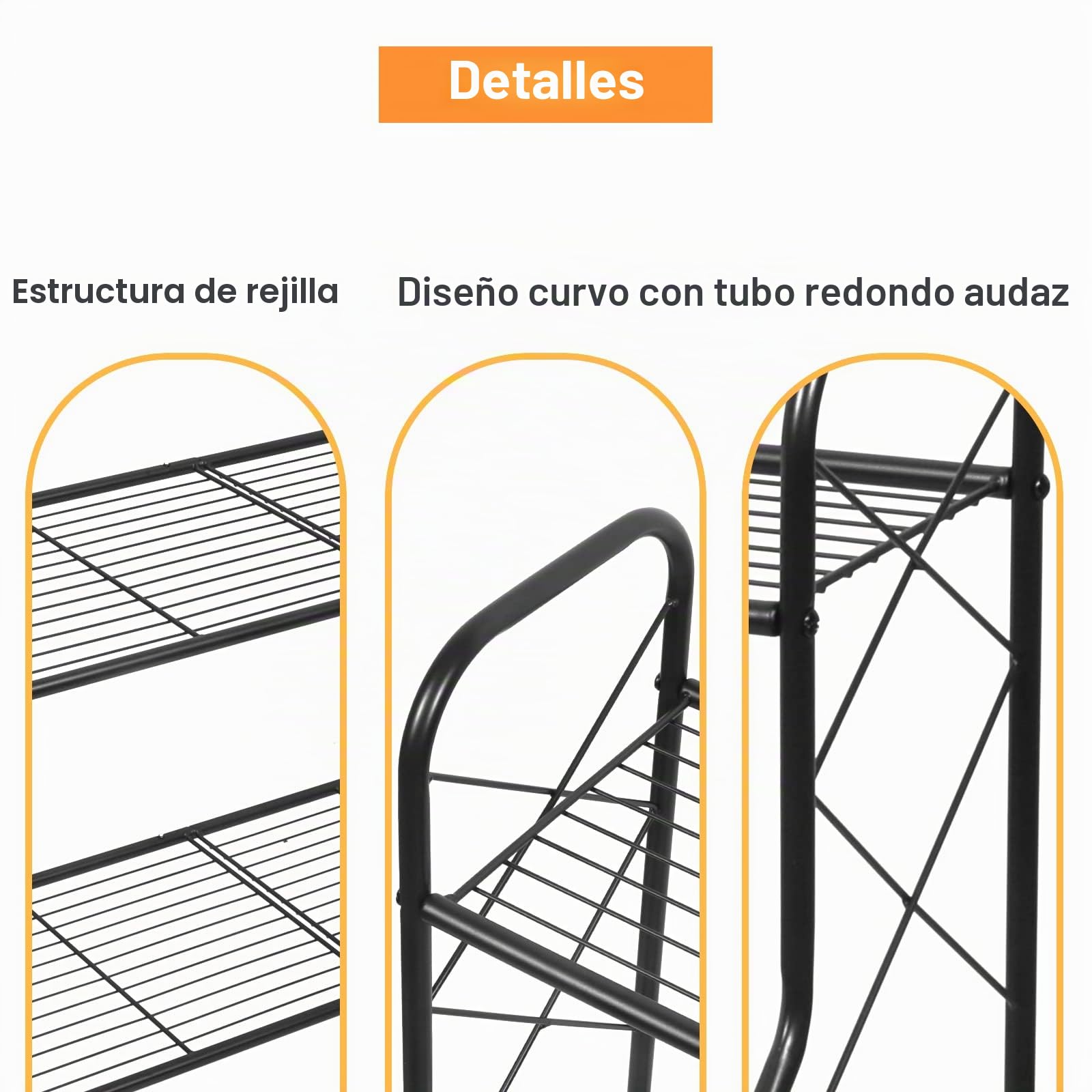 Bomclap - Estantería de metal de 3 niveles para exteriores e interiores, balcones y jardines, multifuncional, con gran capacidad, color negro