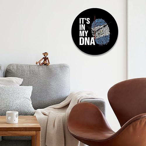 Miniatura 4 de It's in My DNA - Reloj de pared redondo de madera con bandera de Guatemala, sin escala, decoración de pared para el hogar, sala de estar,