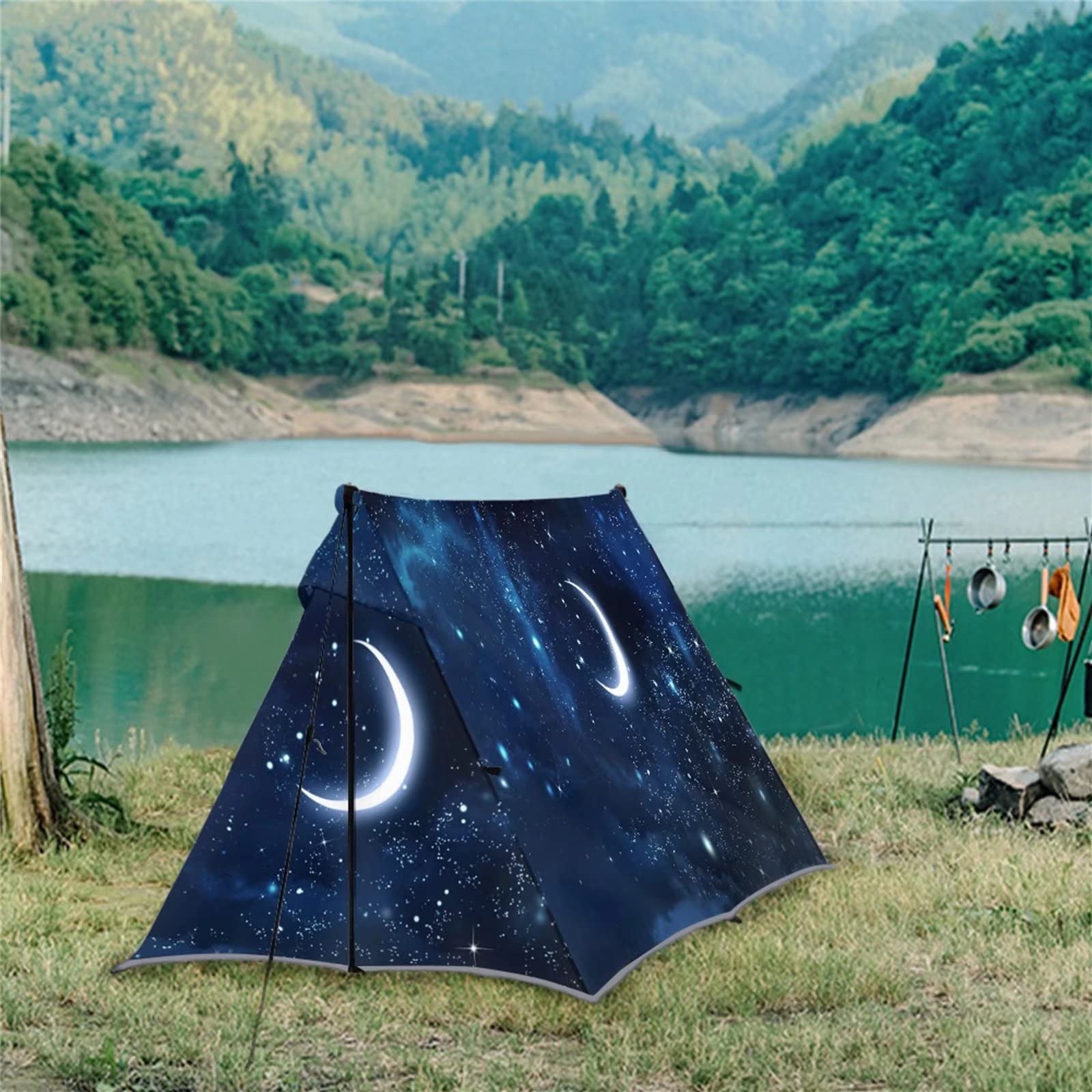 Namioty galaktyczne na kemping dla 2 osób, dla dzieci i dorosłych, Outdoot z plecakiem, małe namioty kempingowe dla jednej osoby, wodoodporne namioty, lekkie księżyc gwiazda