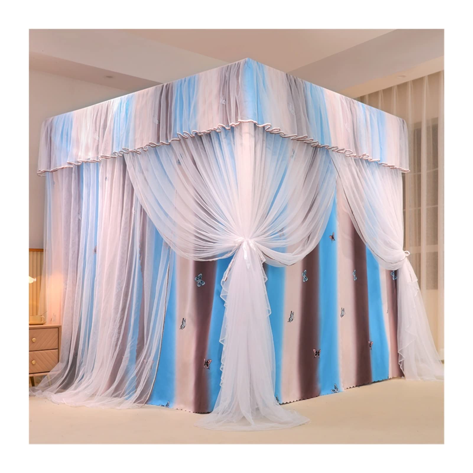 Mosquitera para cama de niñas con dosel decorativo y cortina densa