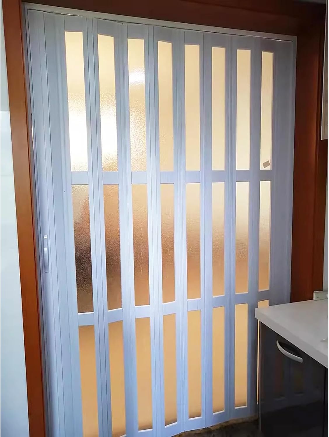 Frosted Acrylic Accordion Door - PVC Folding Interior Door for Bathroom & Kitchen, Space-Saving Room Divider, 30-48 inches (30x40in/76x101cm)