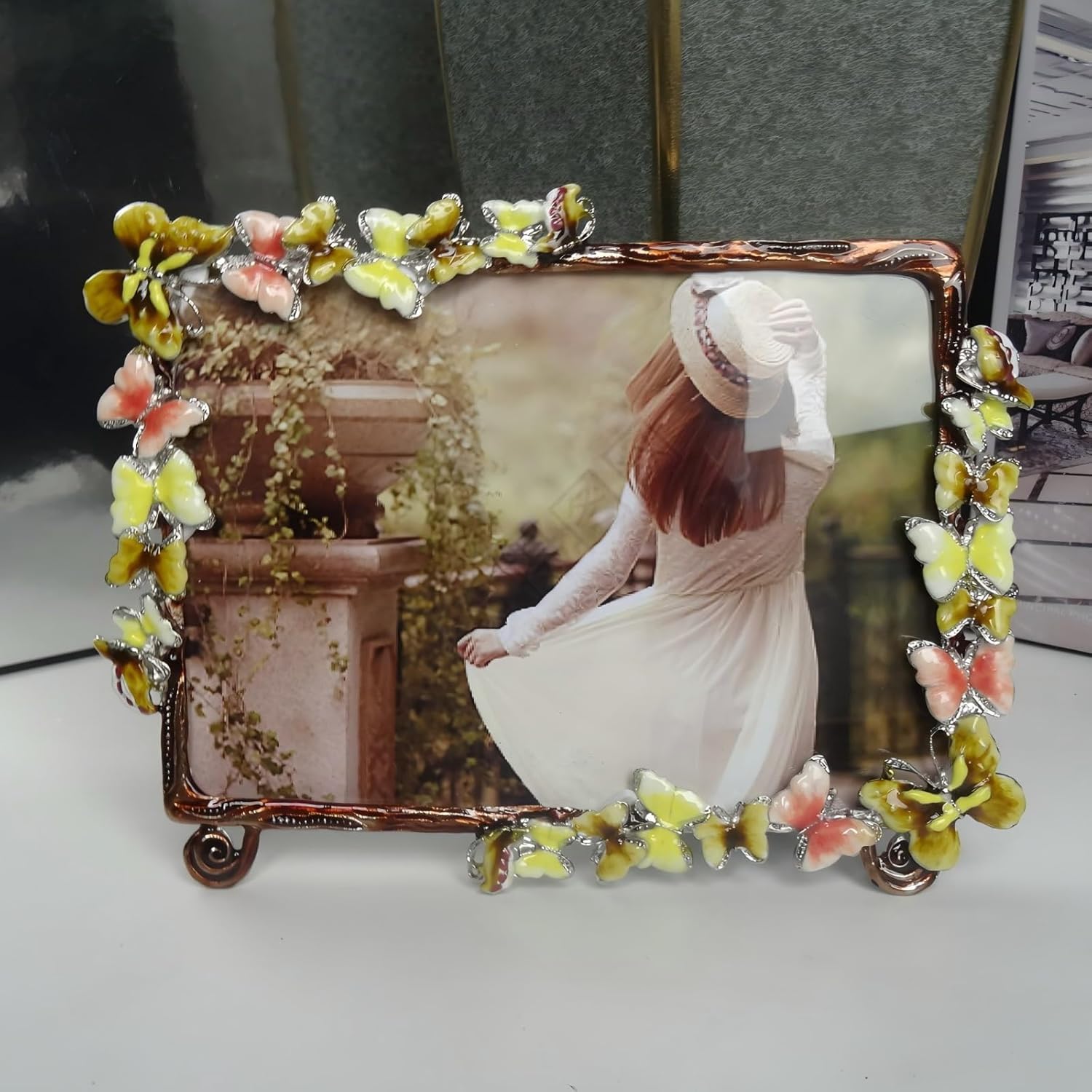 Metal Picture Frames,Butterfly Picture Frame, 5x7, Colorful, for Home or Office(Butterfly, 4 * 6inch)